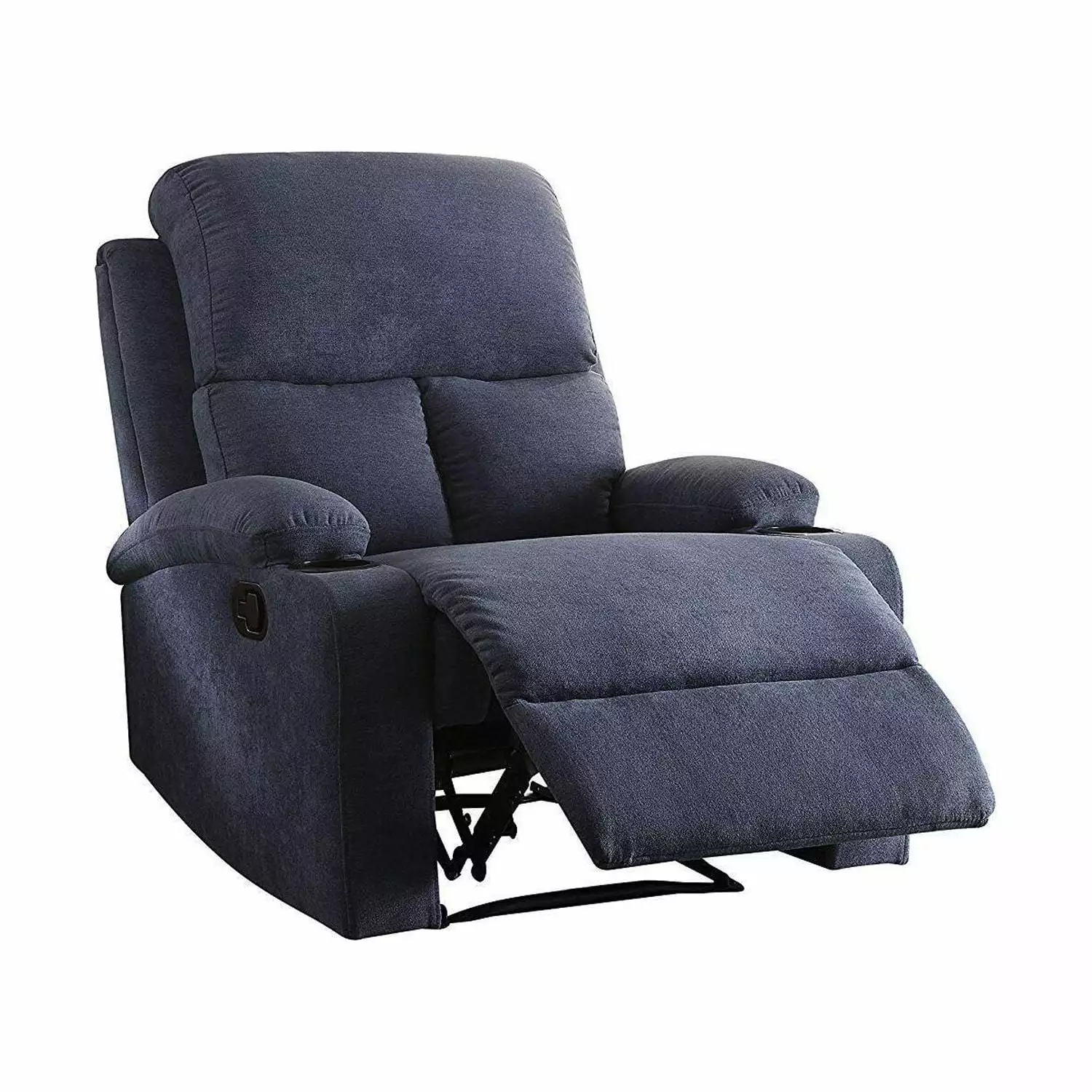 HomeStock French Country Recliner Blue Velvet Elegant Living Room
