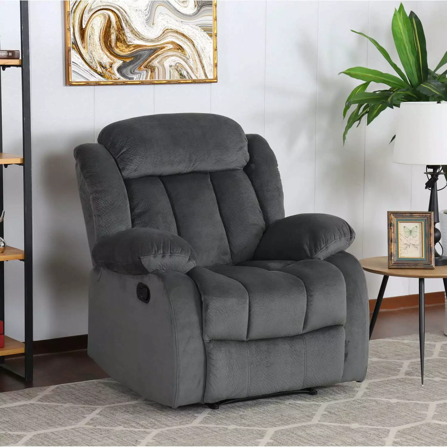 Sunset Trading Madison Traditional Fabric Reclining Chair Charcoal Gray