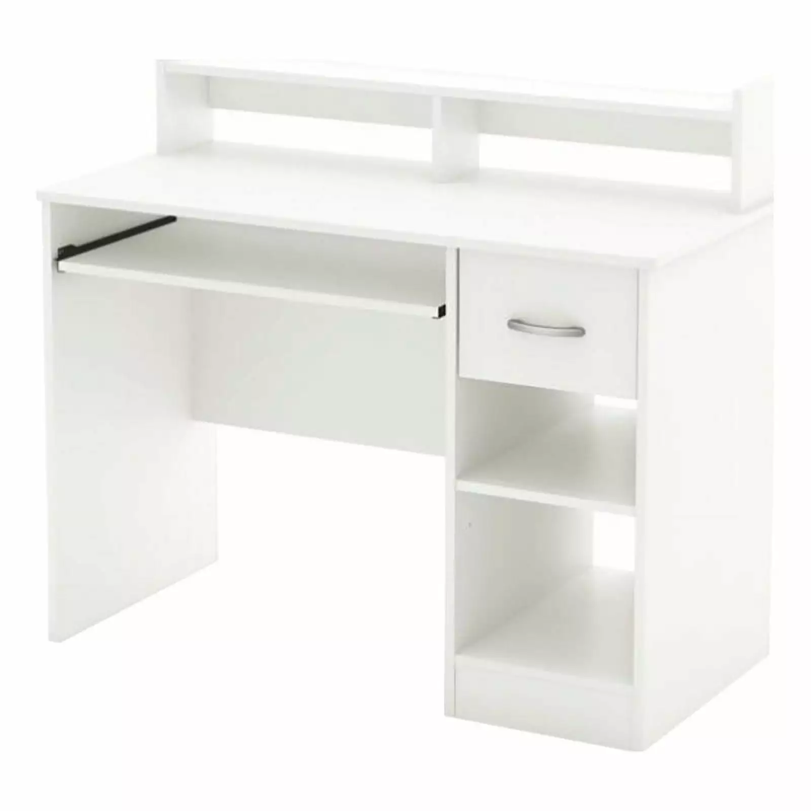 Bowery Hill Transitional Wood Desk Low Hutch Pure White Finish