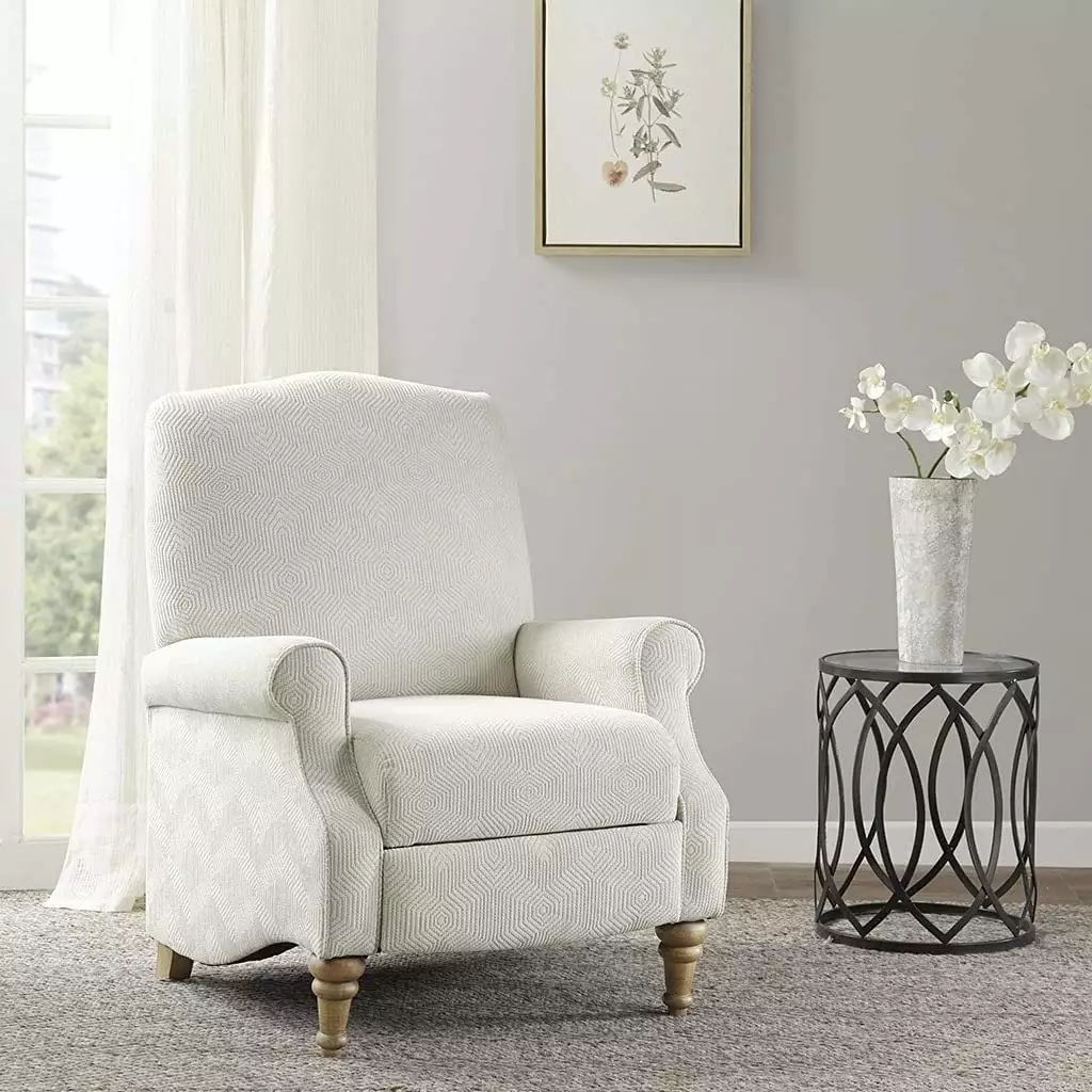 Madison Park Transitional Athena Recliner Ivory Finish