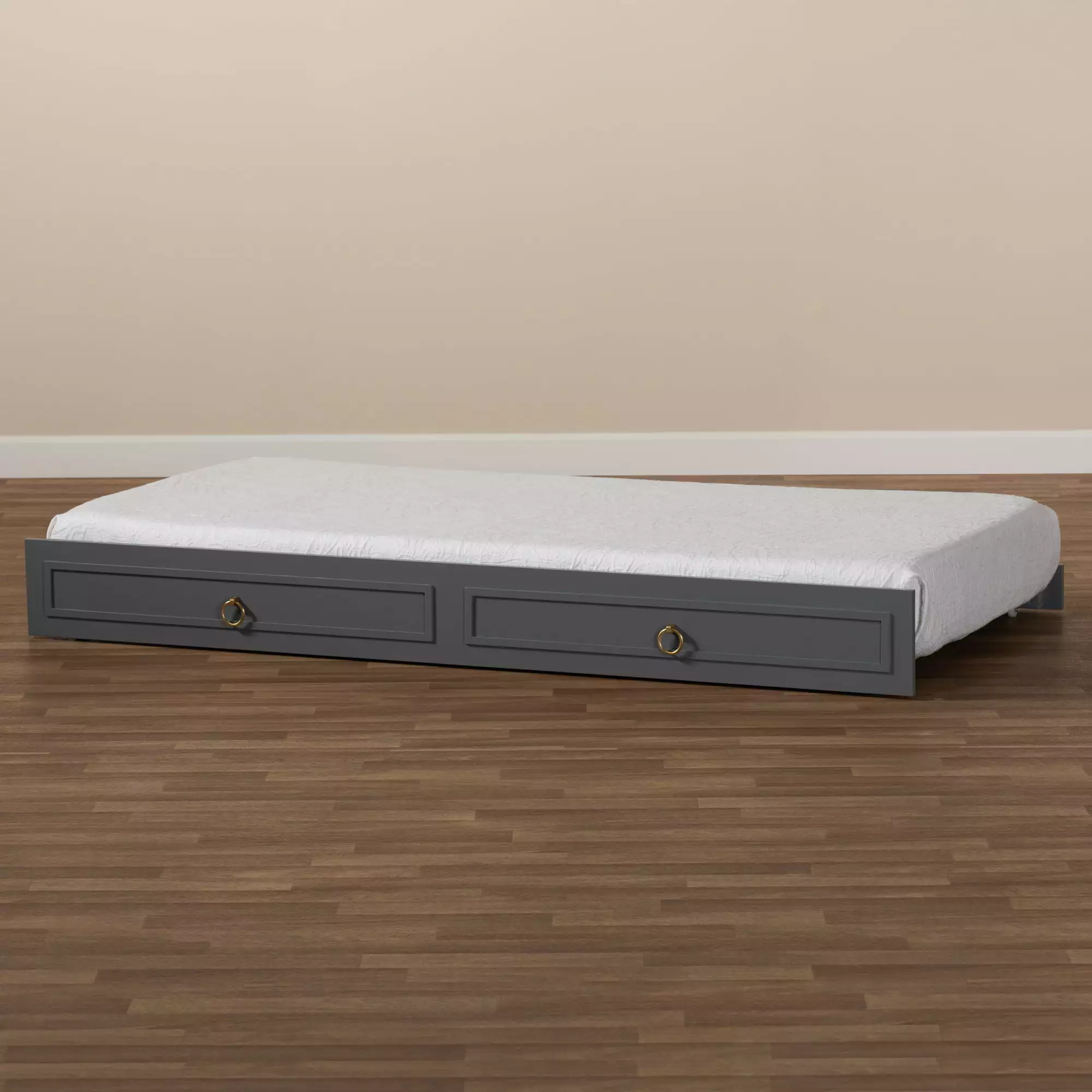 Baxton Studio Mariana Twin Size Trundle Bed Timeless Traditional Gray Wood Finish