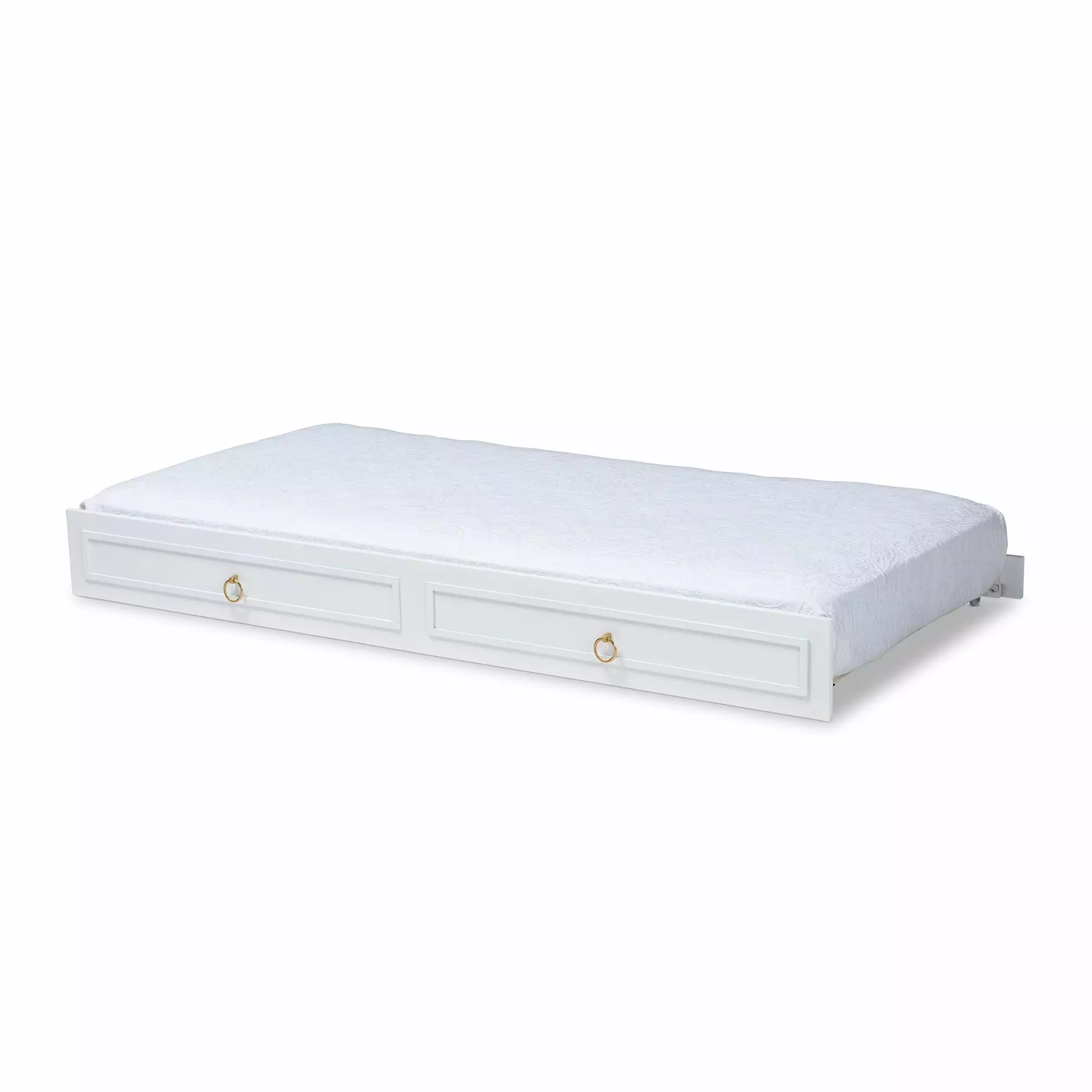 Baxton Studio Mariana White Wood Twin Size Trundle Bed Frame