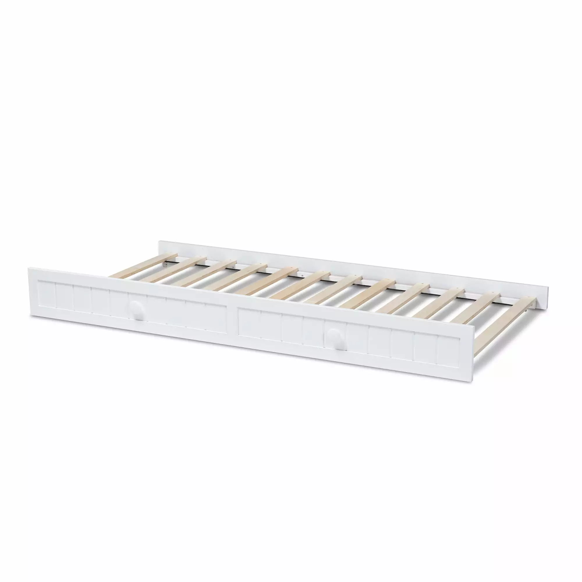 Baxton Studio Neves Cottage Farmhouse White Finished Wood Twin Size Trundle Bed