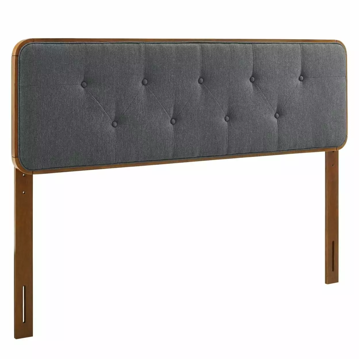 Modway Collins Tufted Full Fabric and Wood Headboard Walnut Charcoal Modern Bedroom Accent