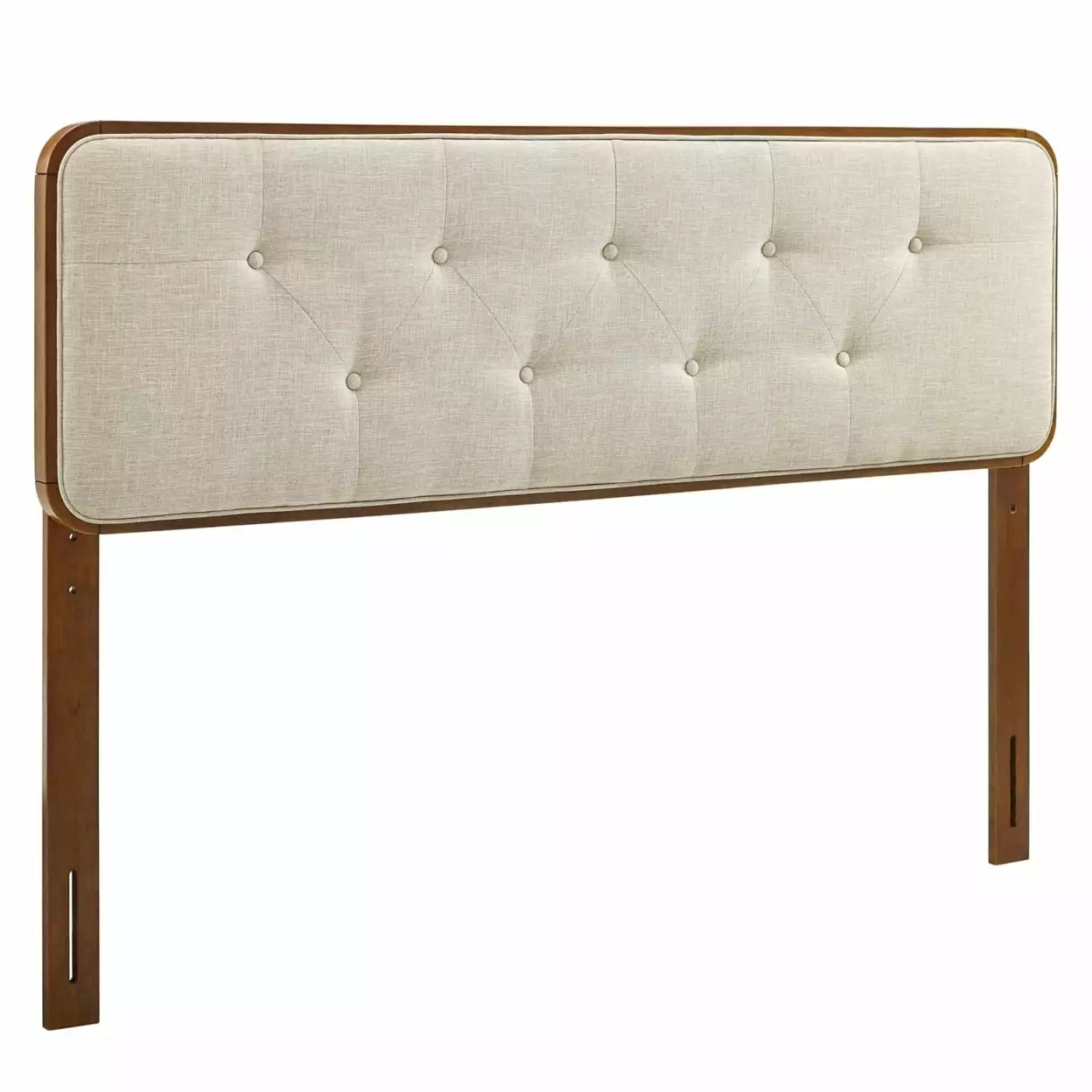 Modway Collins Tufted King Fabric and Wood Headboard Walnut Beige