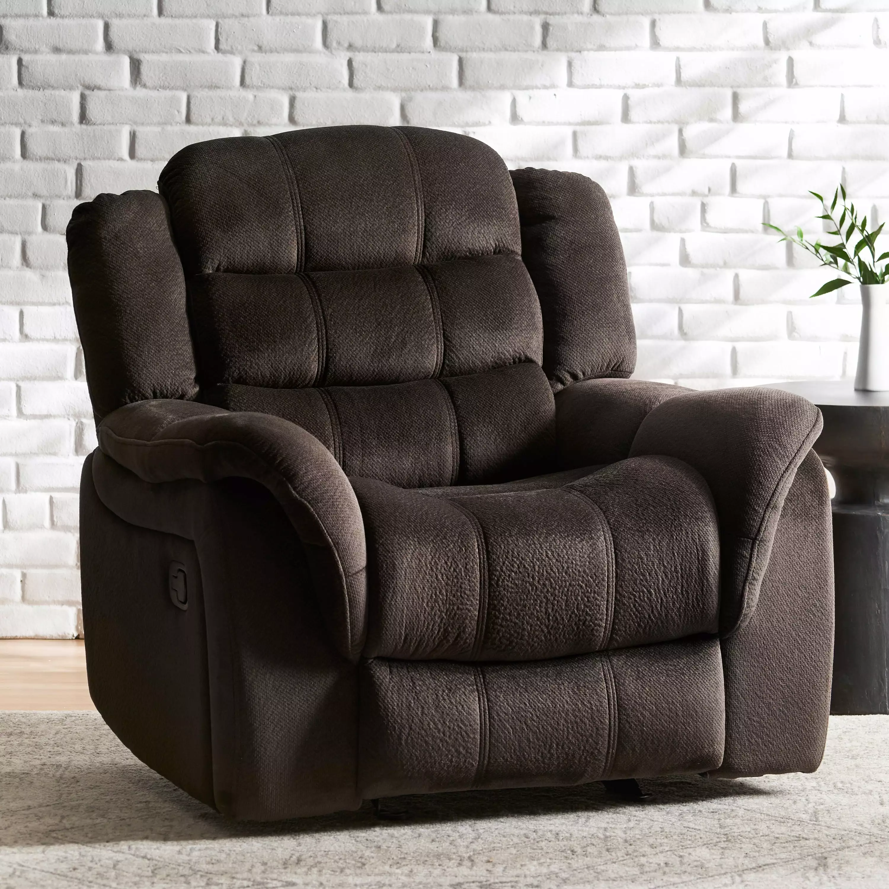 Noble House Sandra Standard Polyester Power Tufted Recliner Brown