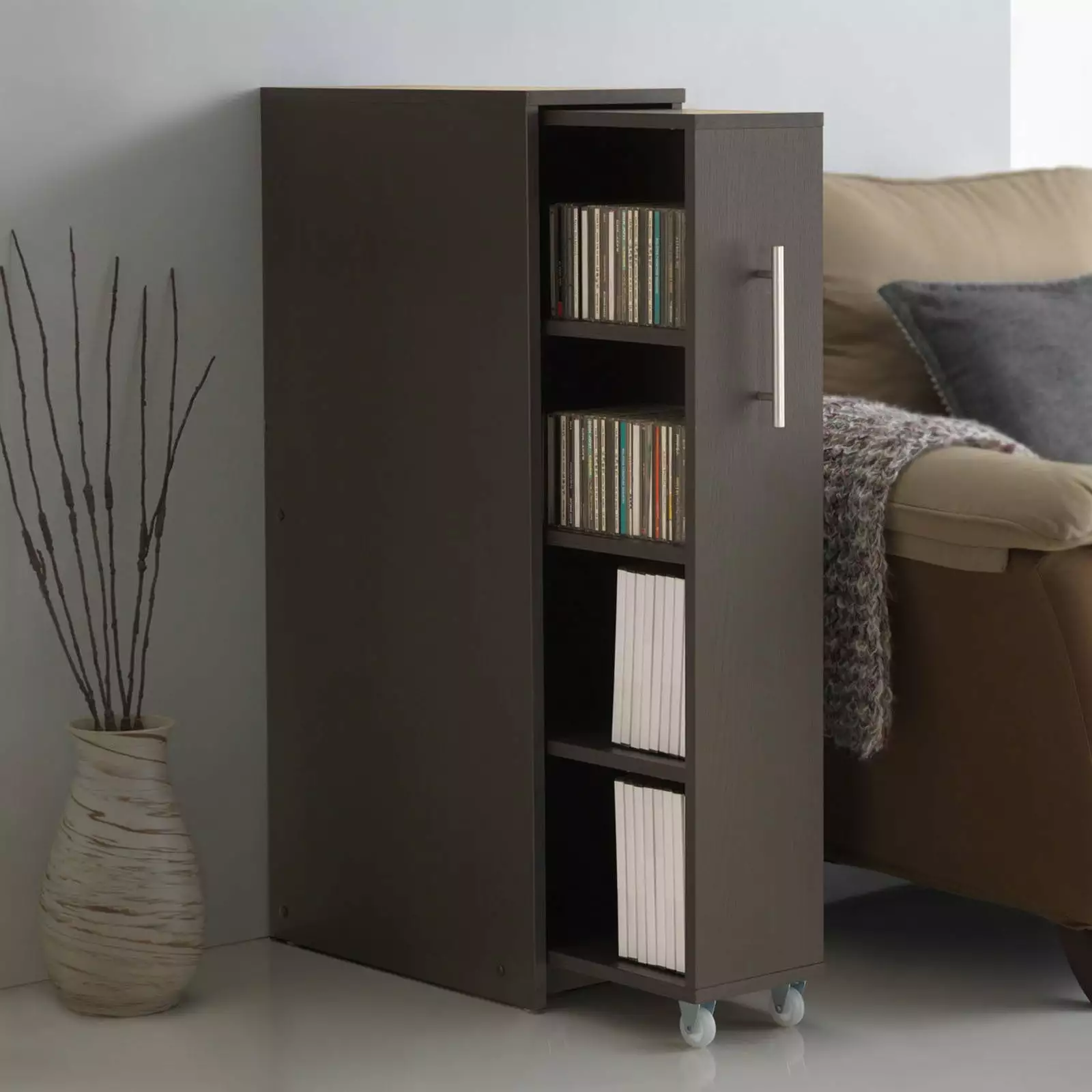 Baxton Studio Lindo Media Storage Cabinet - 1 Pull Out Door, Brown