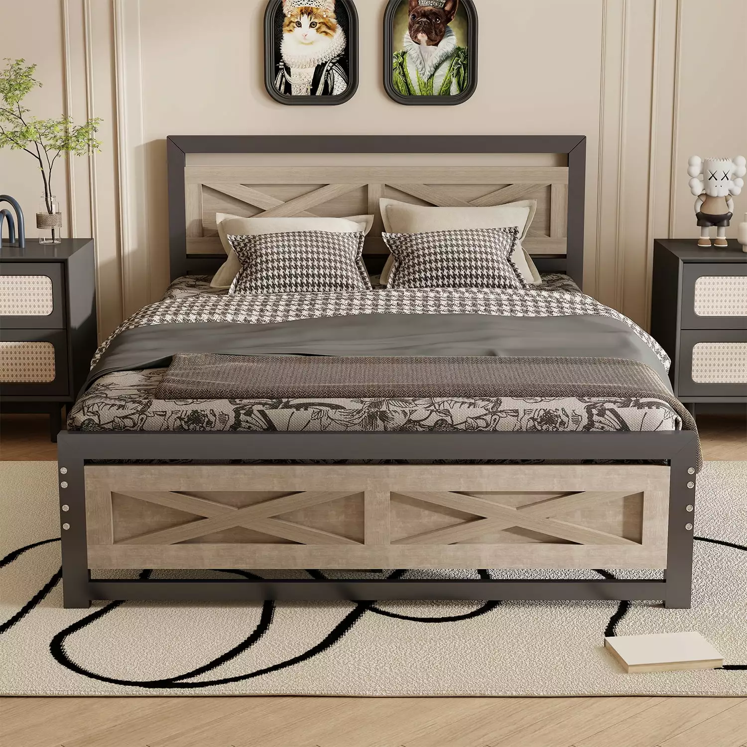 Behost Platform Bed Frame Headboard - Twin Size Bed Kids or Adults