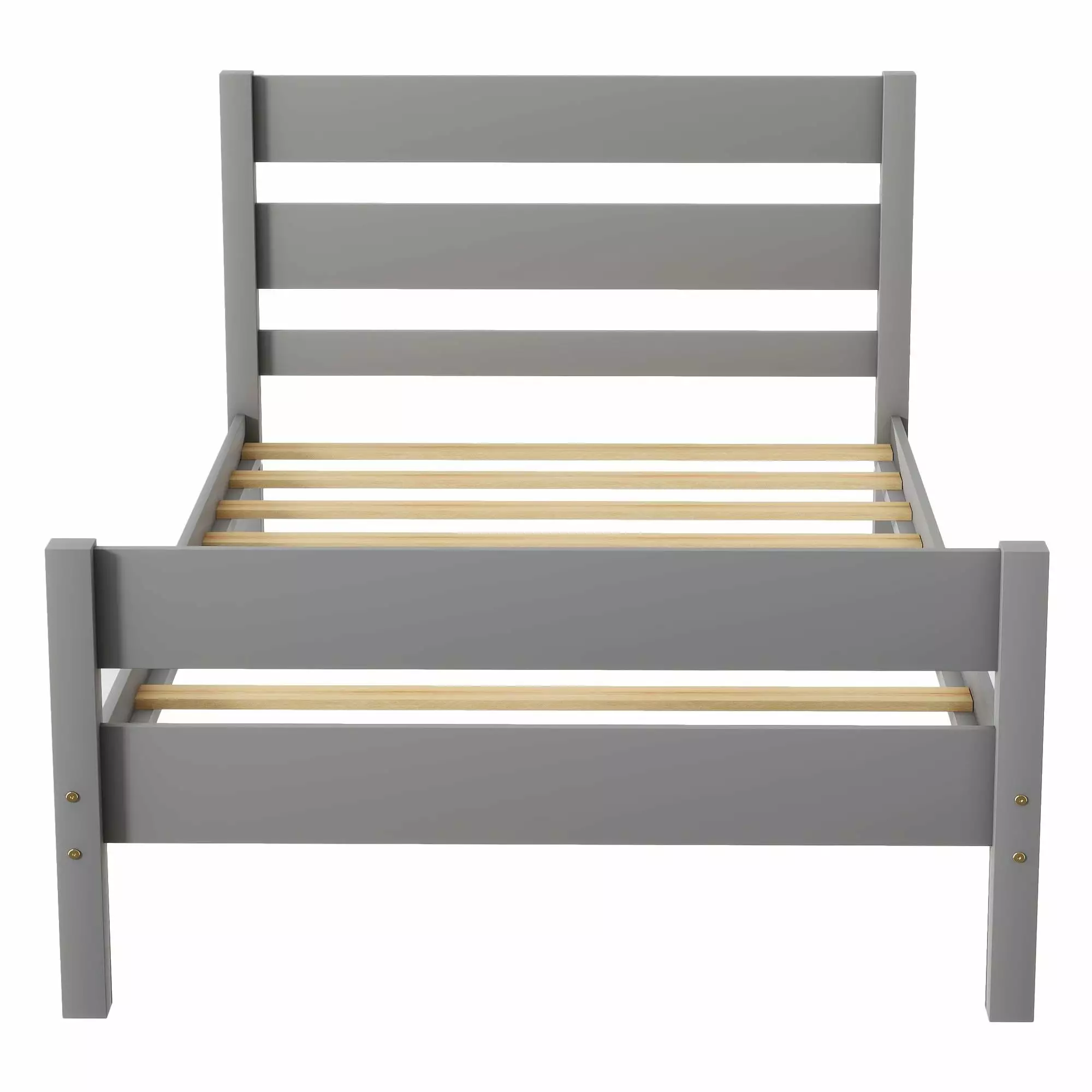 BTMWAY Twin Bed Frame Headboard and Footboard Modern Wood Platform Bed Kids Teens Adults Gray