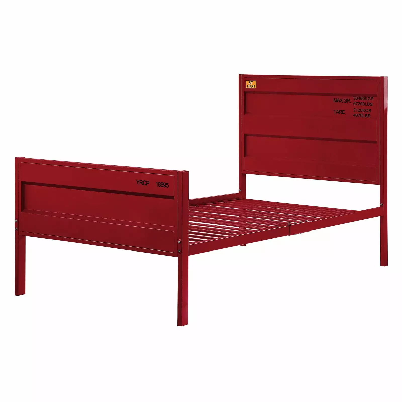 Acme Cargo Container Style Metal Twin Panel Bed Red - Durable Kids Bed Frame Acme Furniture