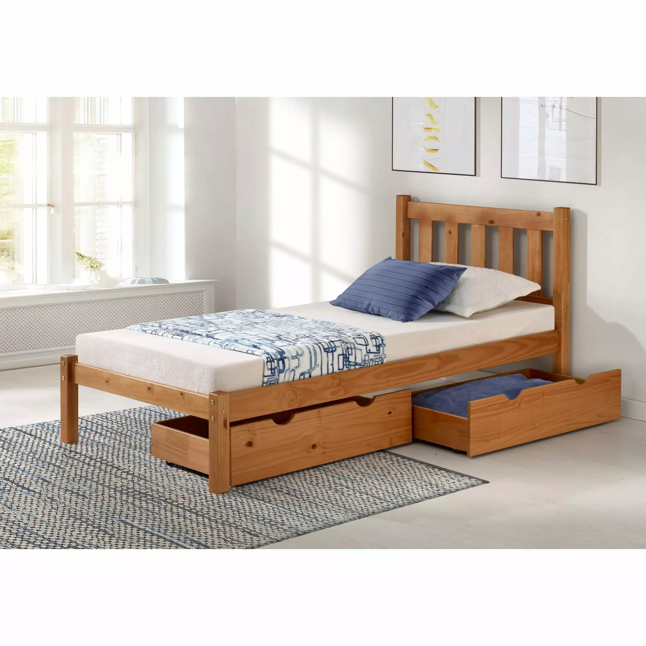 Poppy Twin Bed Storage Drawers Cinnamon - Compact and Functional Alaterre