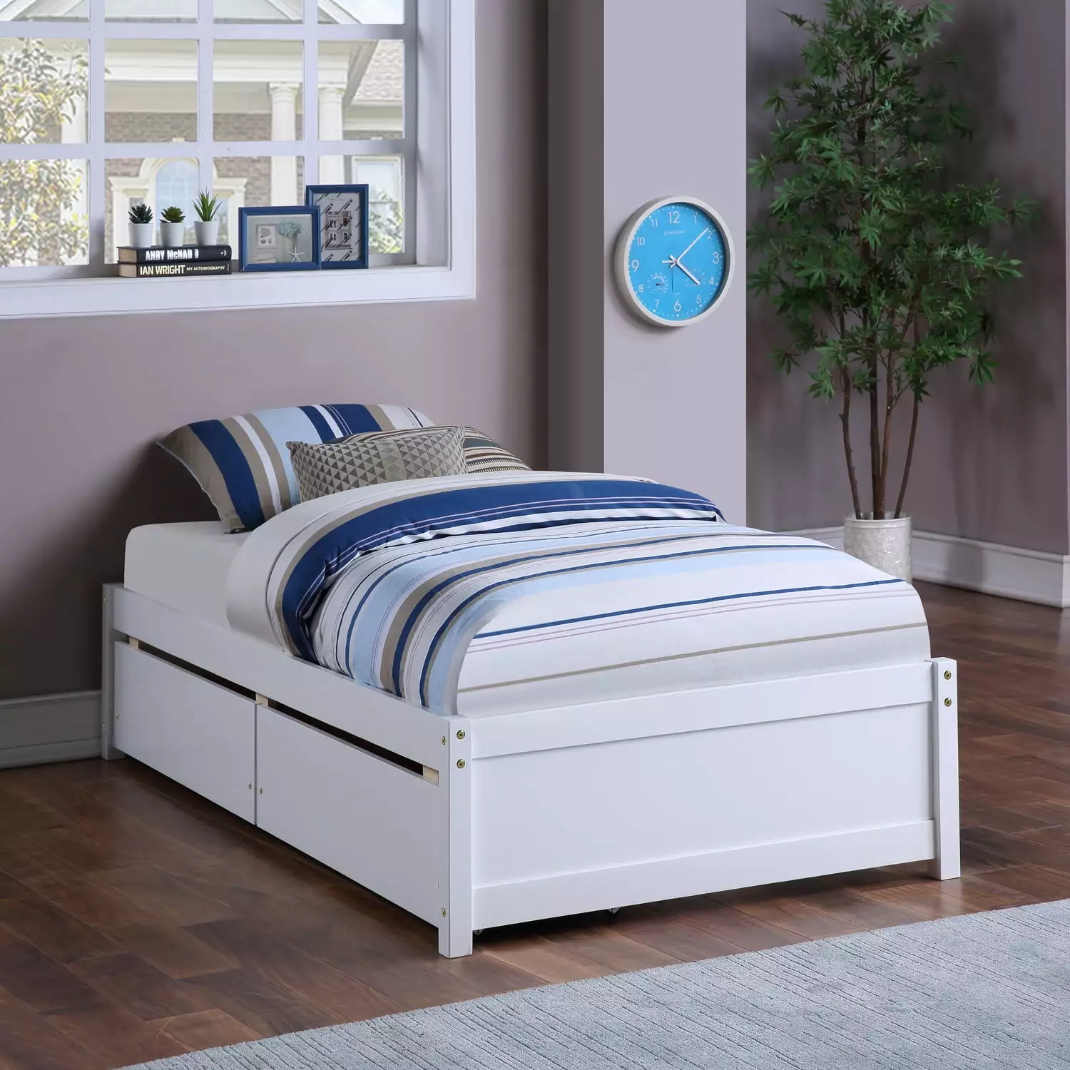 Kids Twin Bed Storage Drawers and Trundle White Bedroom ARCTICSCORPION
