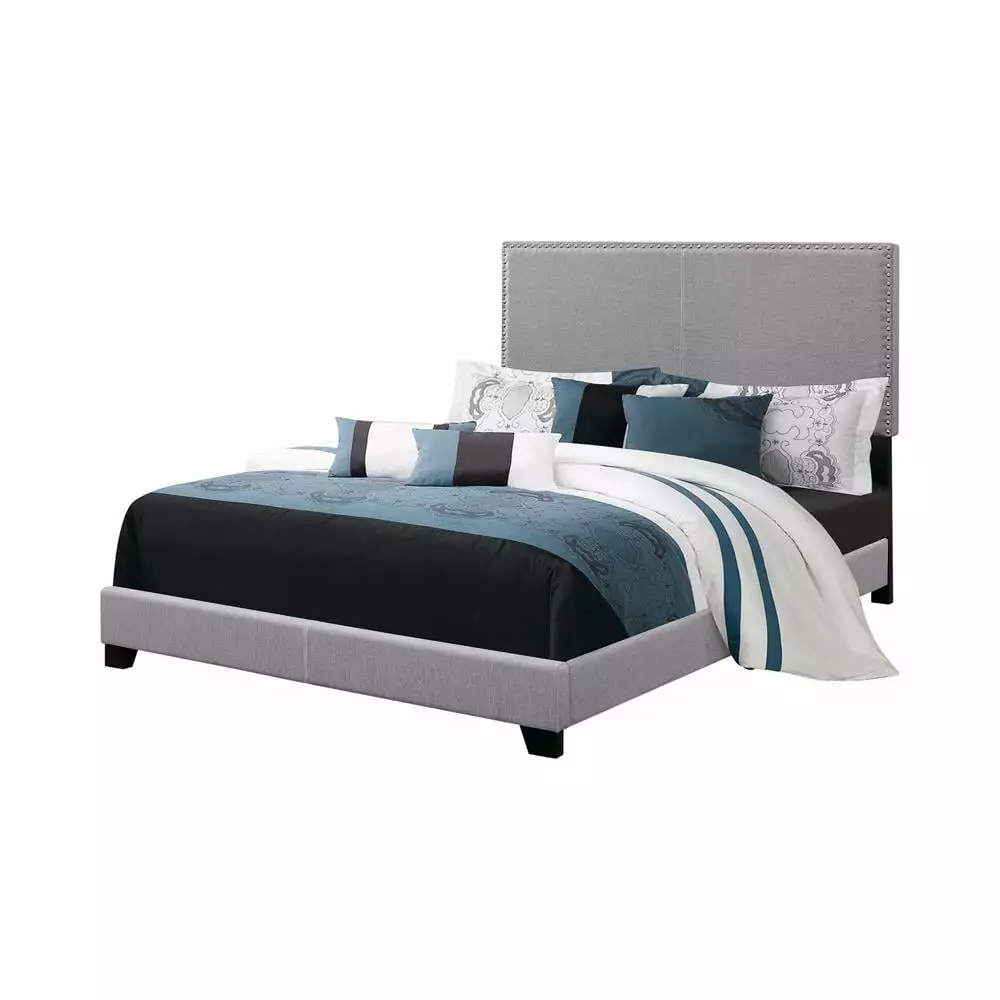Boyd Twin Upholstered Bed Nailhead Trim Grey Coaster Company