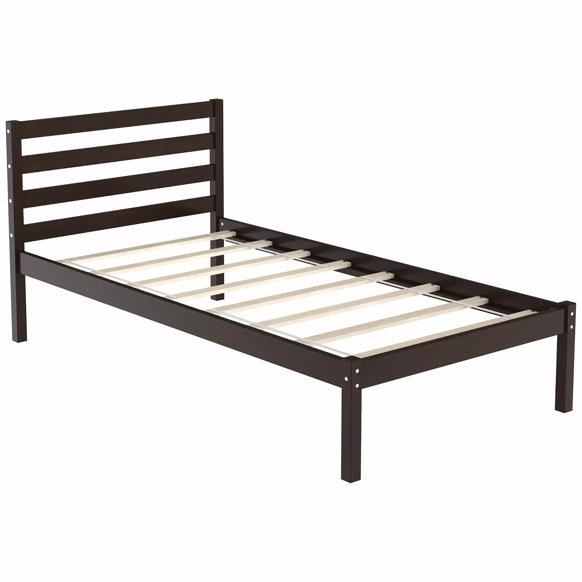 Costway Twin Size Wood Platform Bed Frame Headboard Slat Support Mattress
