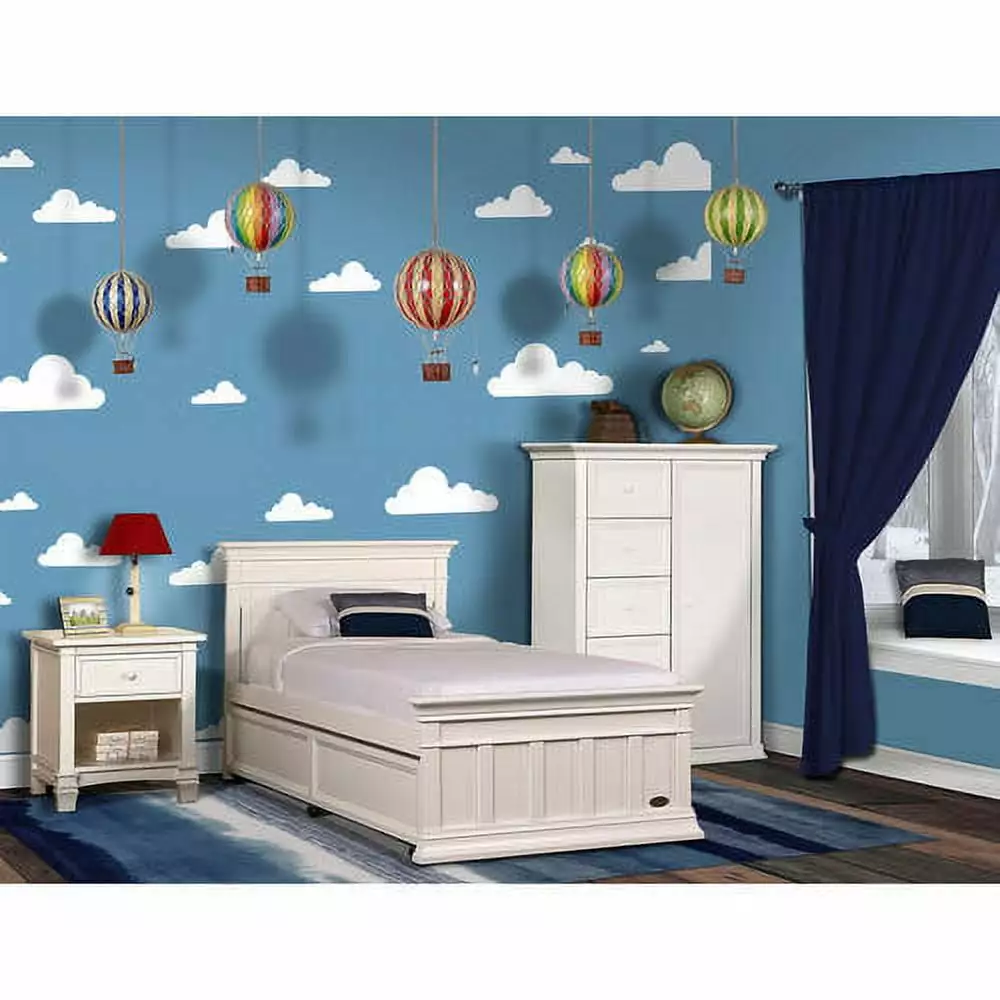 Evolur Napoli Twin Bed Bed Rail Distressed White Finish Kids Safety