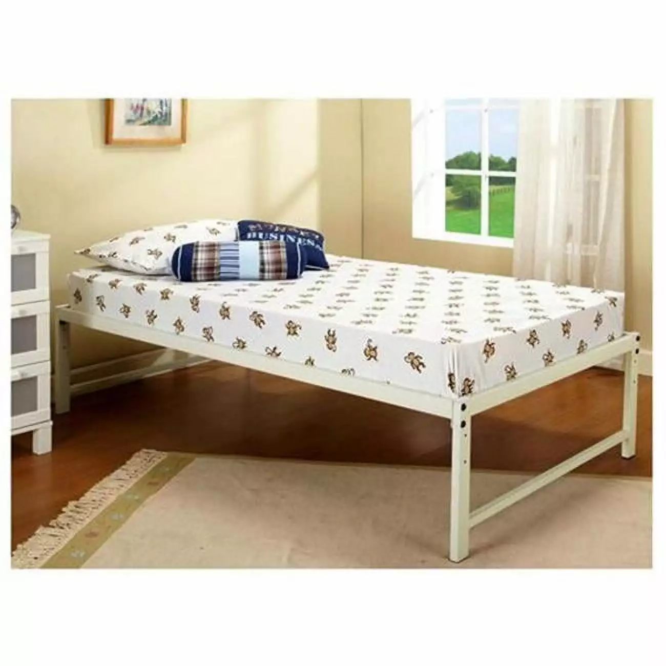 K&B White Metal Twin Size Platform Bed Frame InRoom Designs