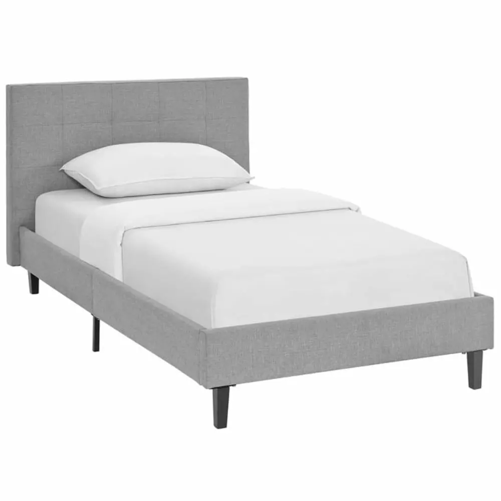 Linnea Twin Bed Light Gray - Modern Platform Bed Frame Kids Teens Adults Modway