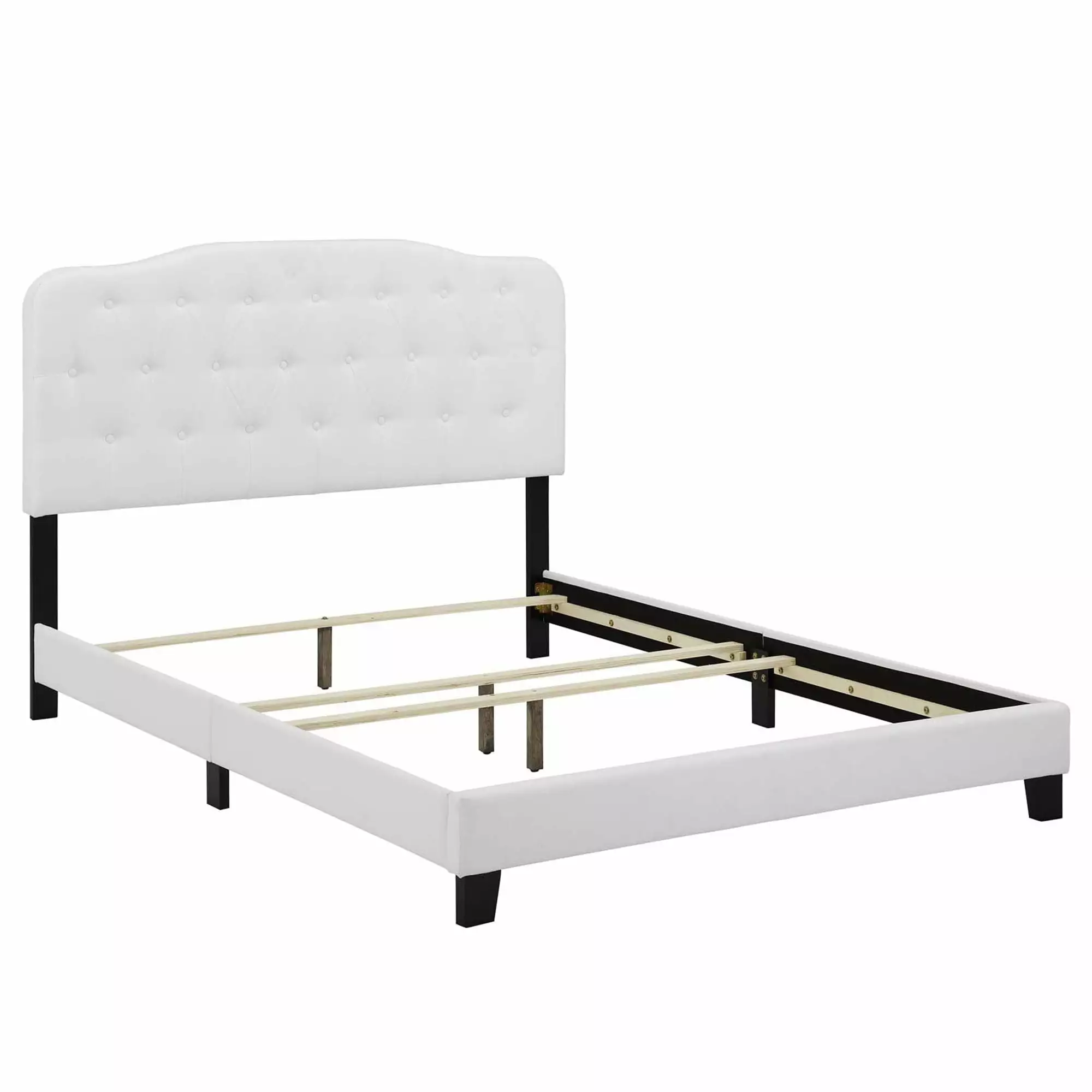 Modway Amelia Upholstered Twin Platform Bed Fabric Frame Wood Headboard White