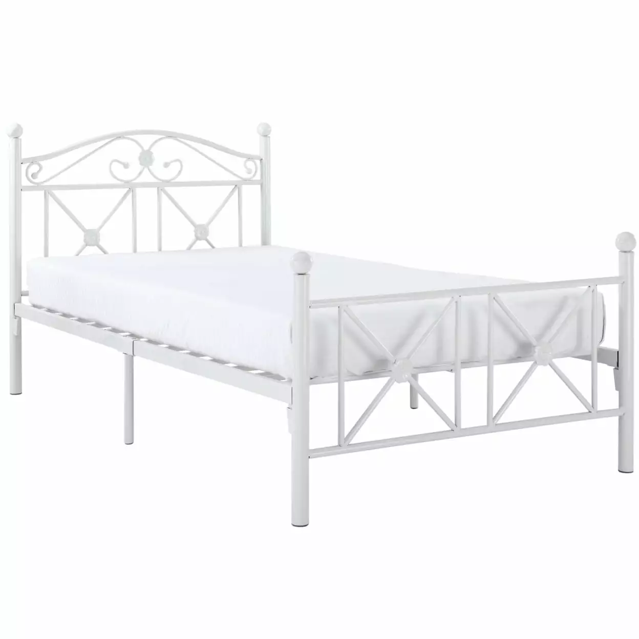 Modway Cottage Iron Twin Bed - White - Modern Style Solidly Welded Frame