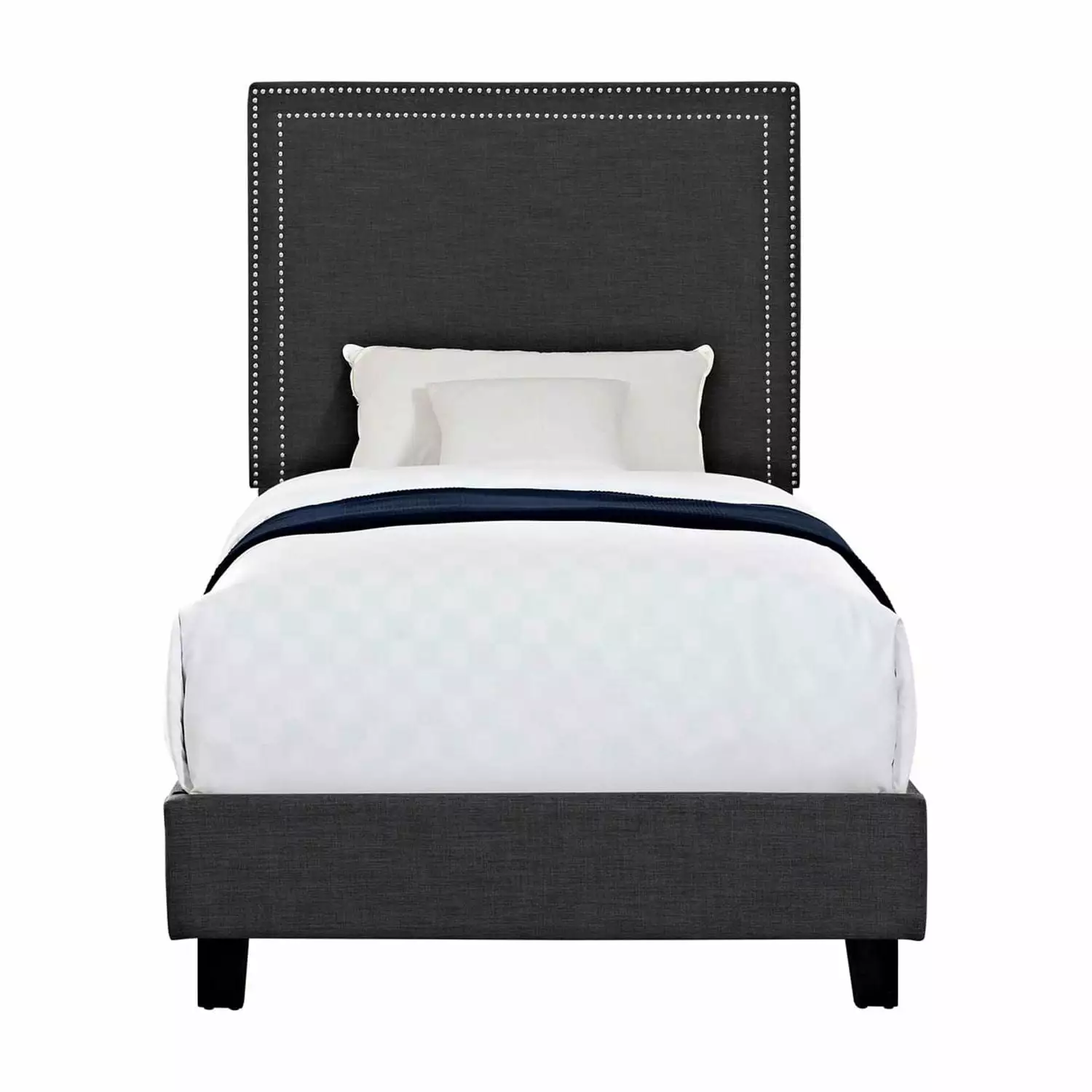 Picket Houtilize Emery Upholstered Twin Platform Bed Charcoal Modern Design Picket House Furnishings
