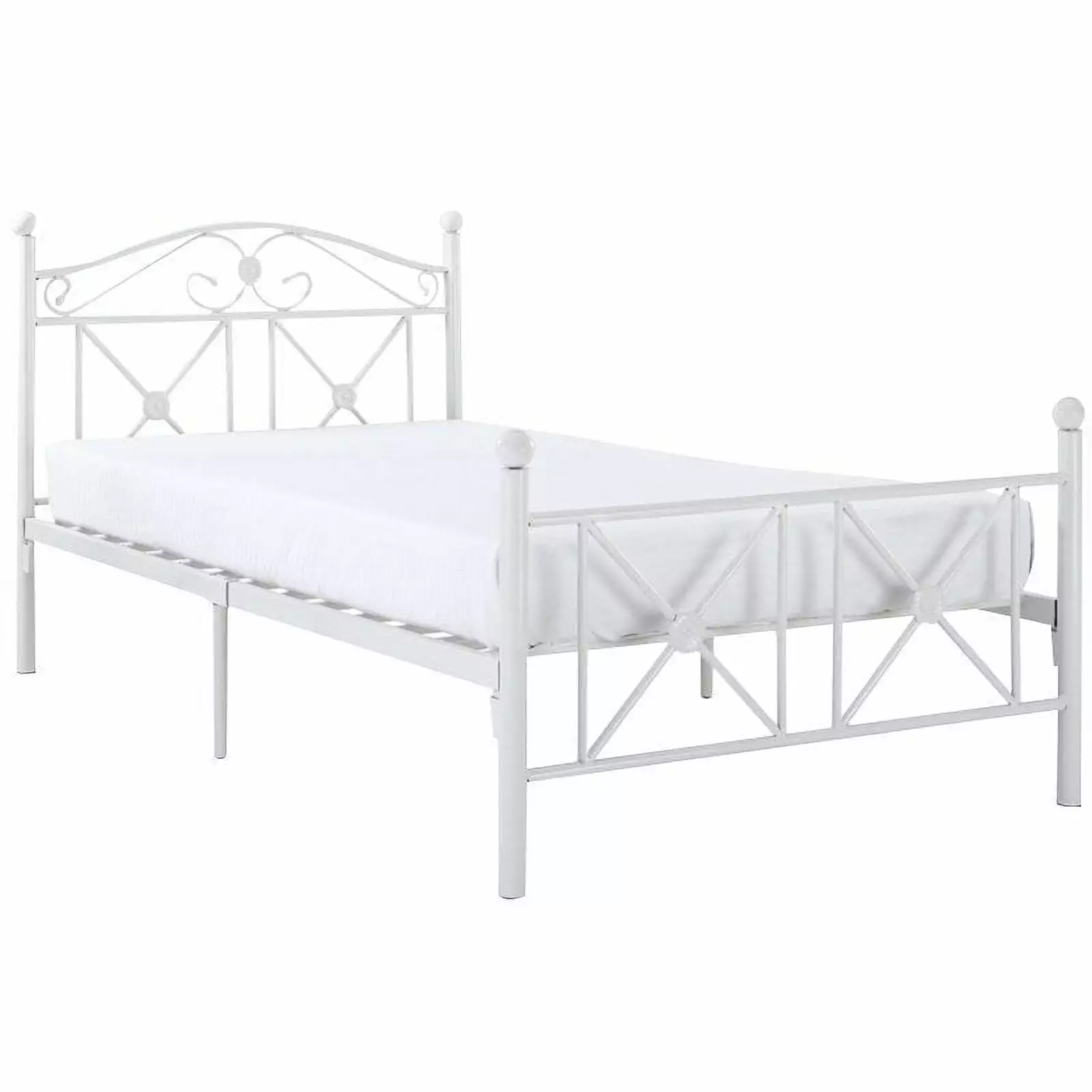 Roseberry Kids Farmhouse Metal Twin Bed Lattice Work Header White Children and Teens Rosebery Kids