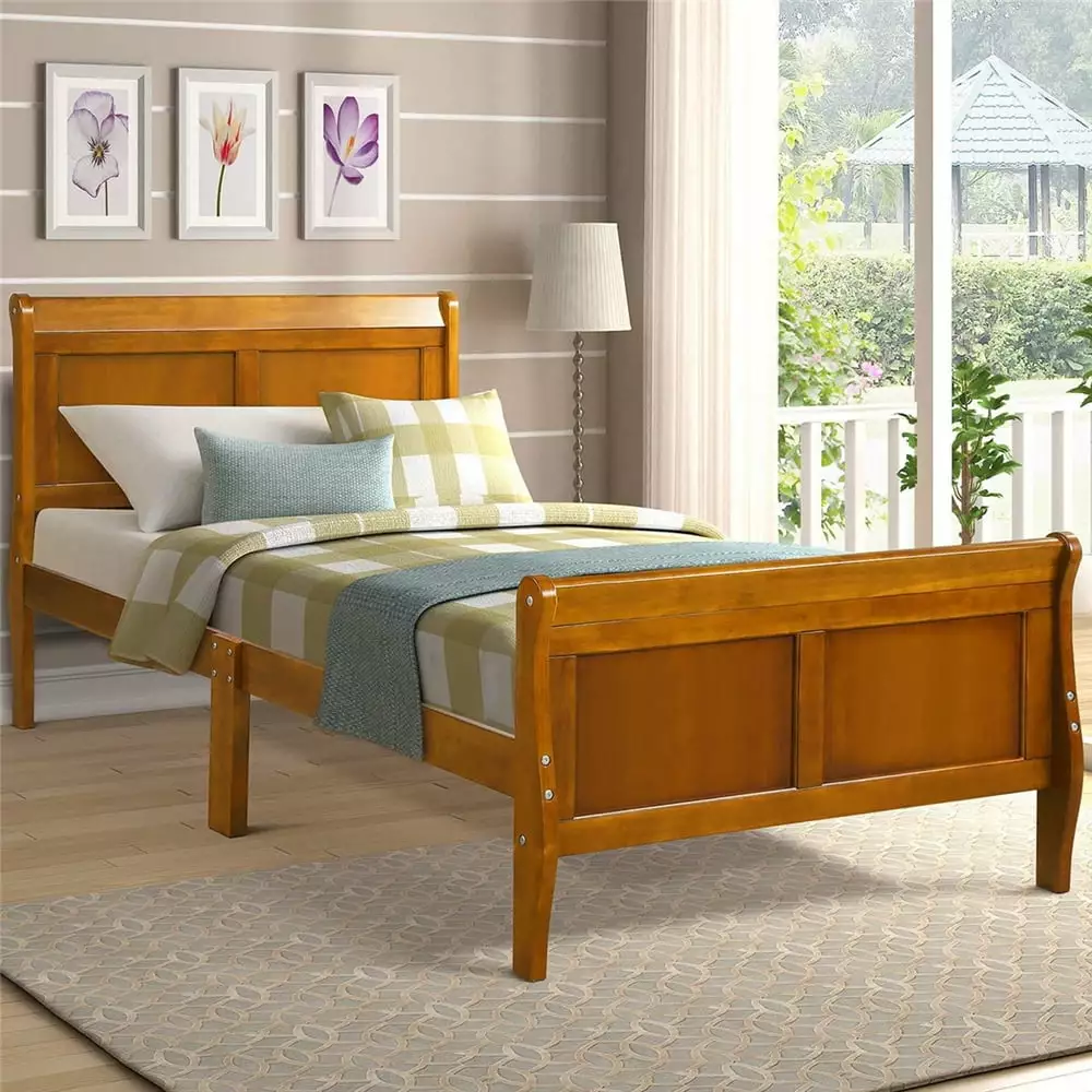 Twin Bed Frame Headboard and Footboard Modern Wood Twin Bed Frame Kids and Adults Segmart