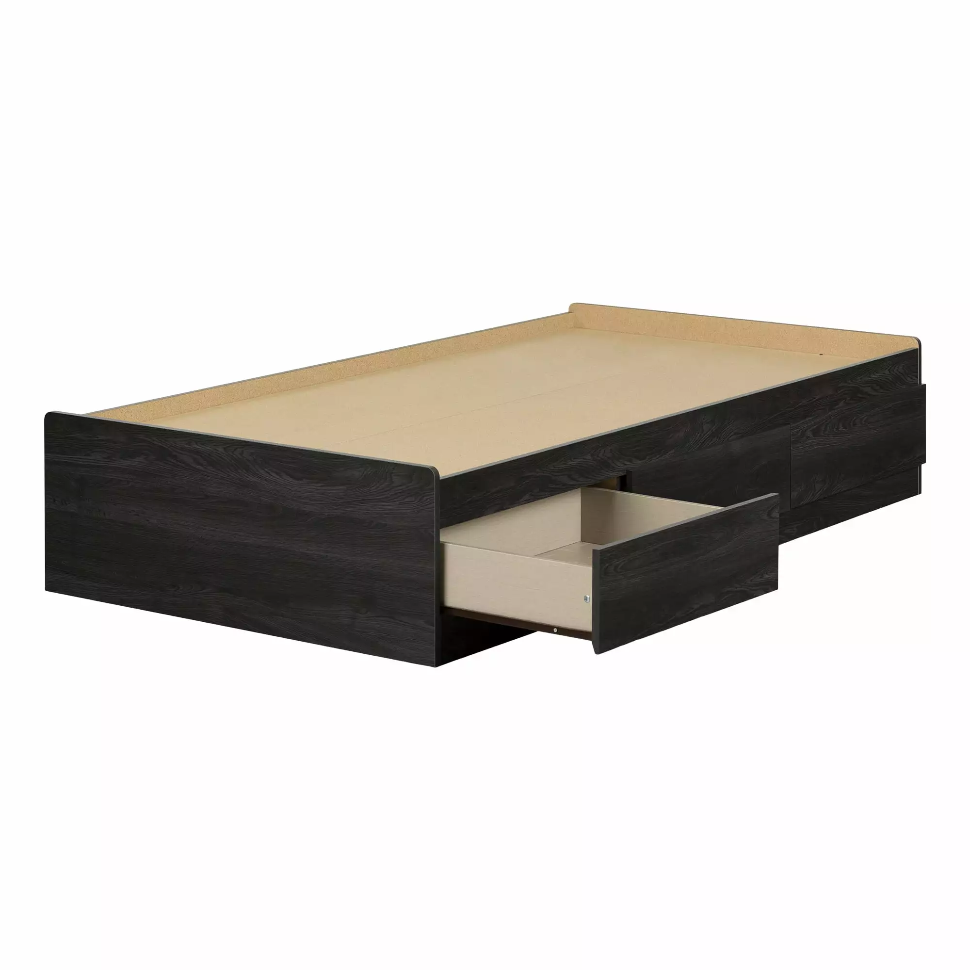 South Shore Fynn Twin Mates Bed 3 Drawers - Gray Oak Storage Bed Frame Kids Teens