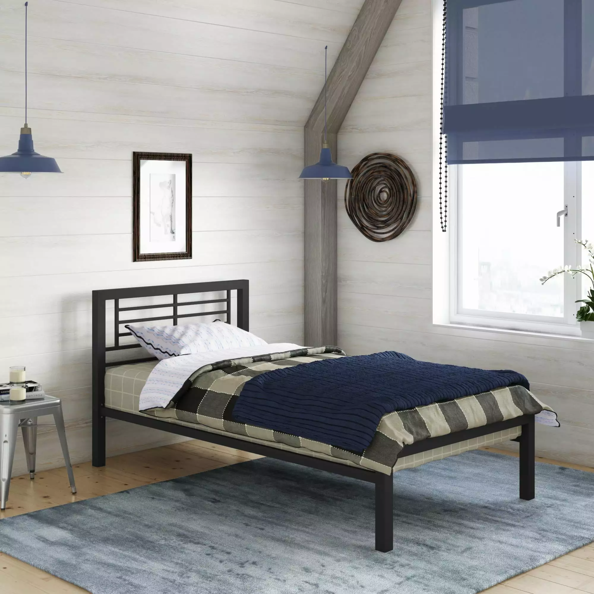 Your Zone Twin Metal Bed Black
