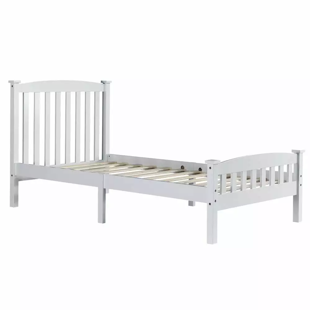Zimtown Twin Wood Platform Bed Headboard Pine Finish No Box Spring Needed