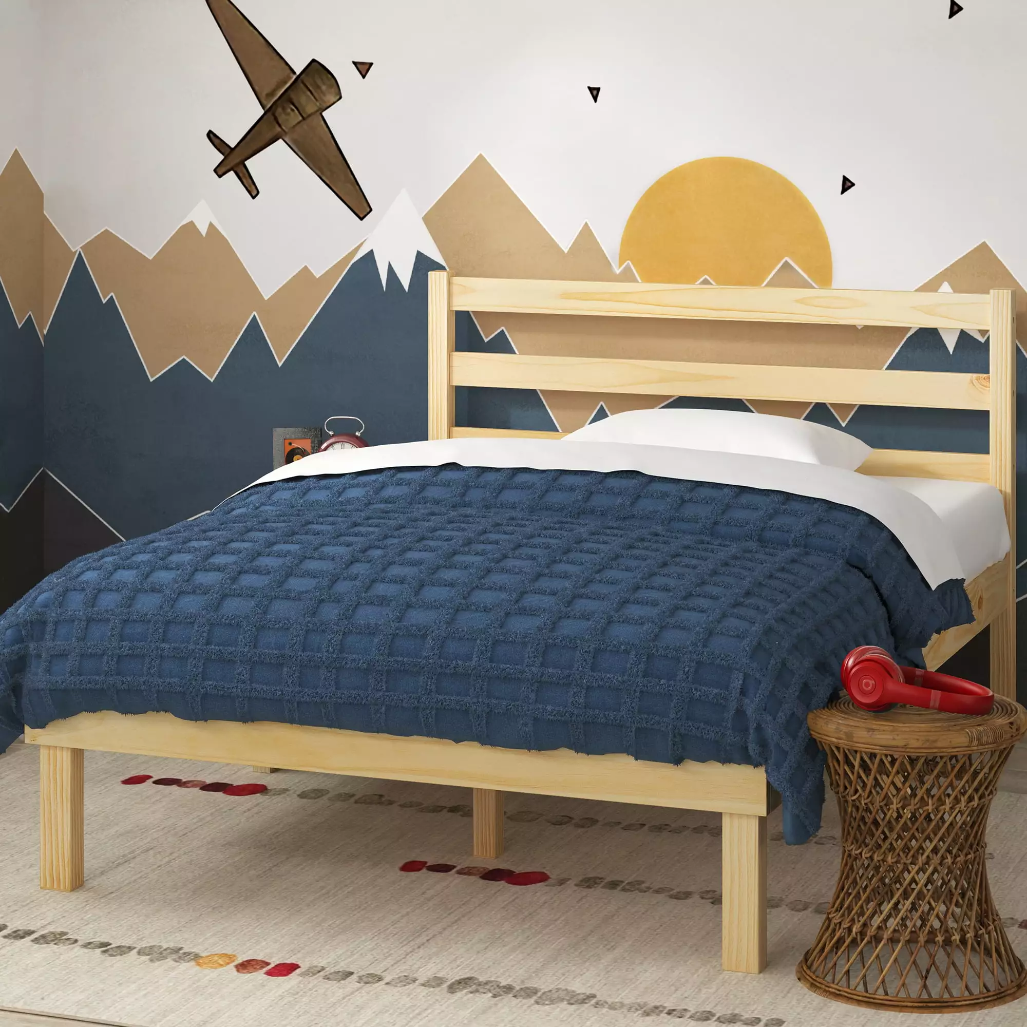 Zinus Robin 35 Wood Platform Bed Frame Headboard Twin Size
