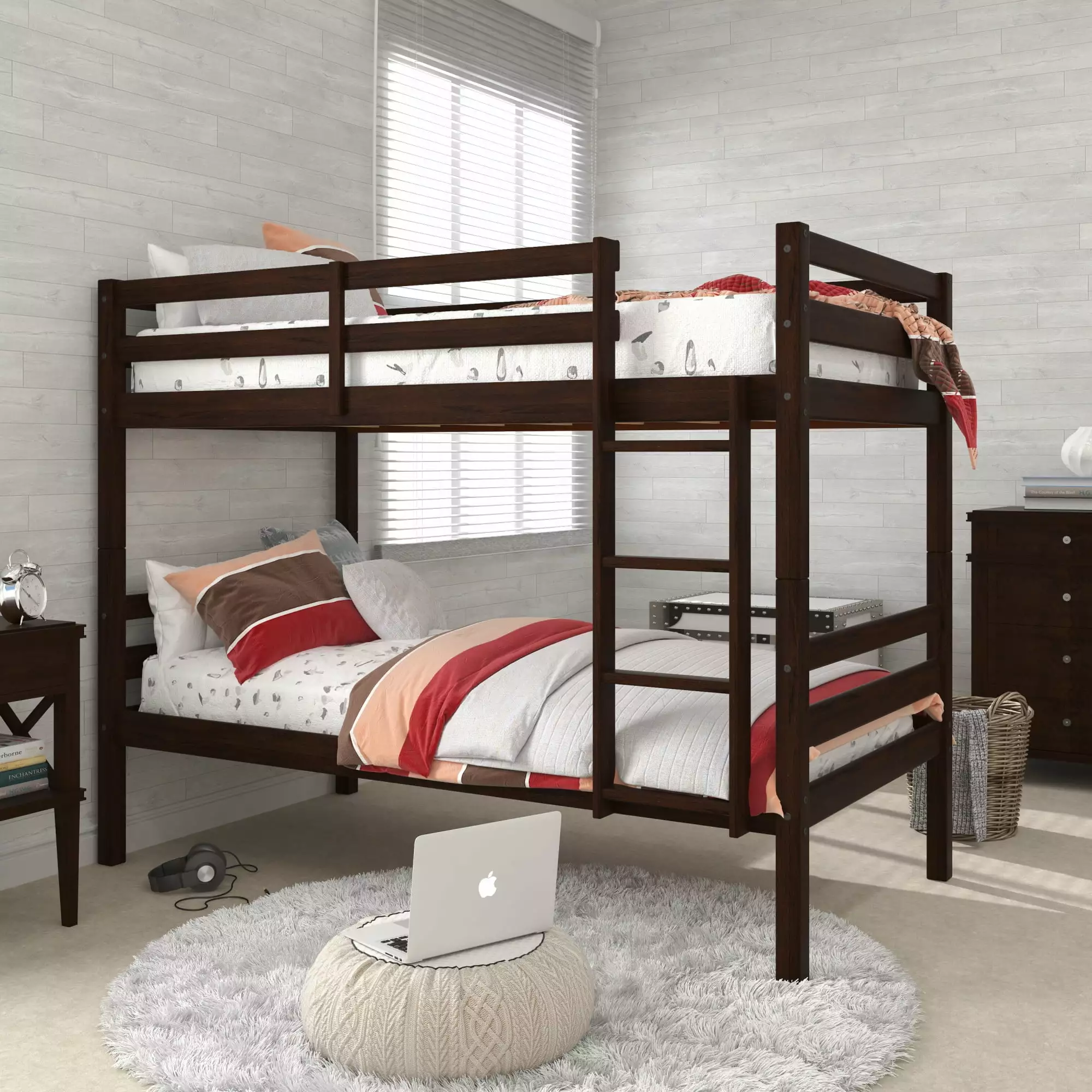 Campbell Wood Twin over Twin Convertible Bunk Bed Espresso Hillsdale