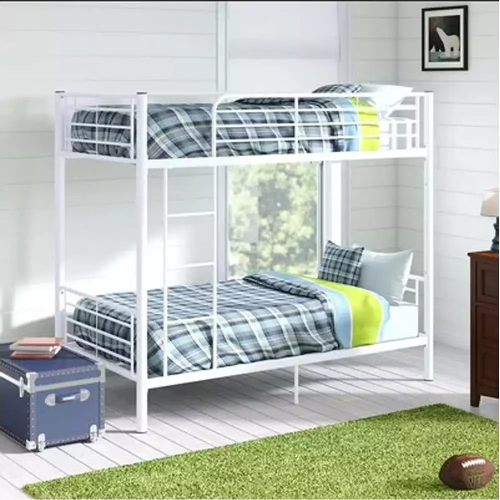 Ktaxon Twin Over Twin Metal Bunk Bed Sturdy Frame and Metal Slats White