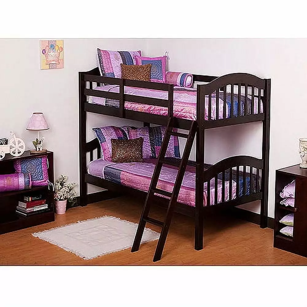 Storkcraft Long Horn Twin Over Twin Solid Hardwood Bunk Bed Espresso Kids Teens Bedroom Furniture