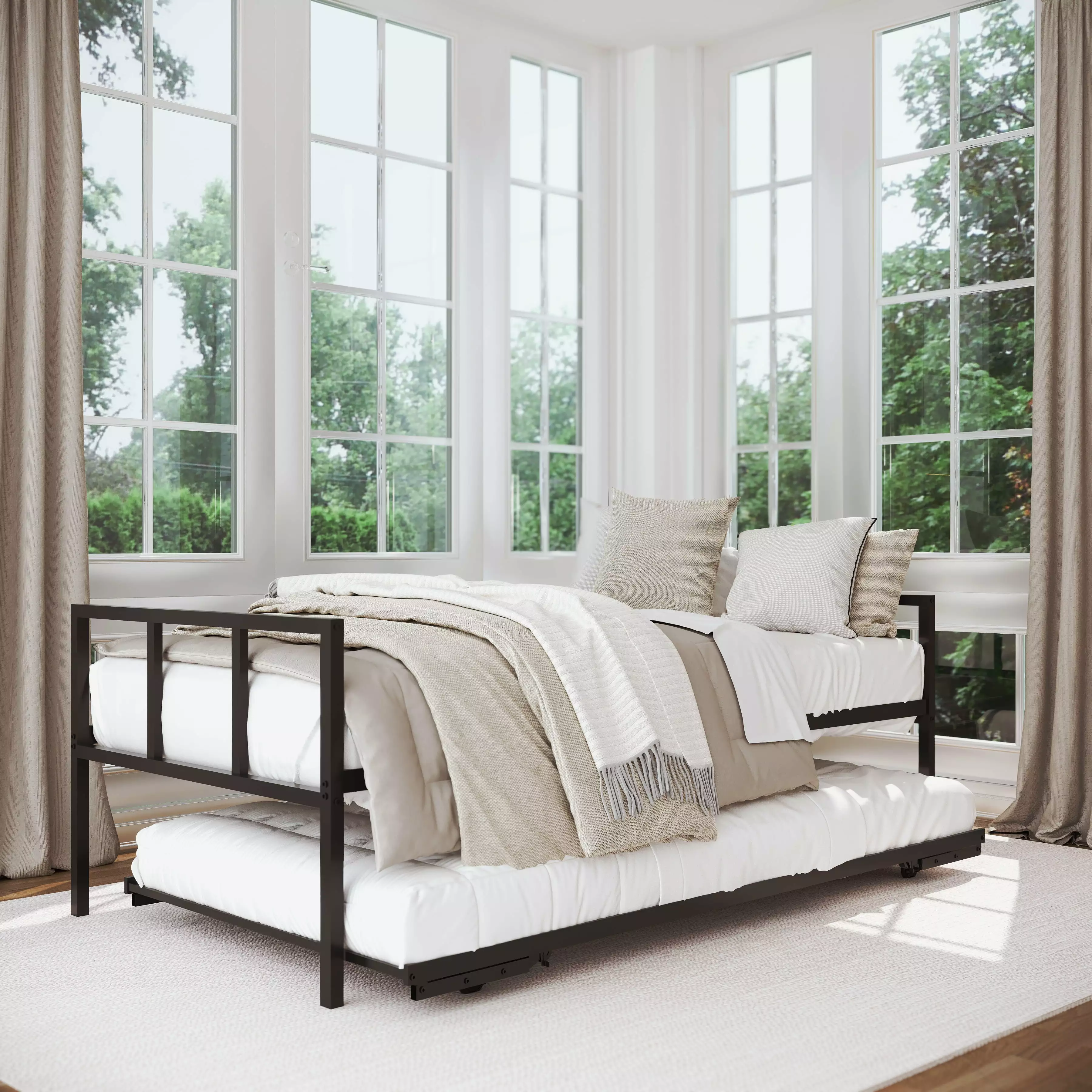 Milliard Modern Black Metal Twin Daybed Trundle