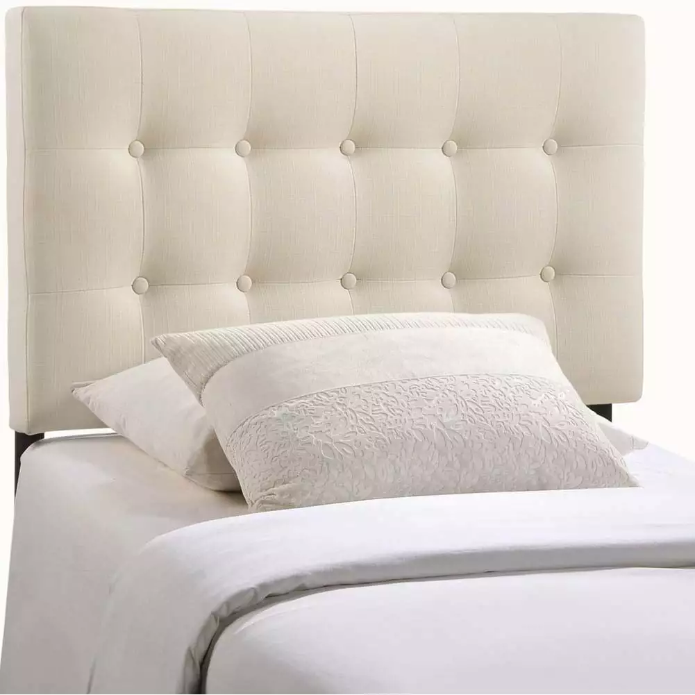 Modway Emily Twin Upholstered Polyester Fabric Headboard Ivory