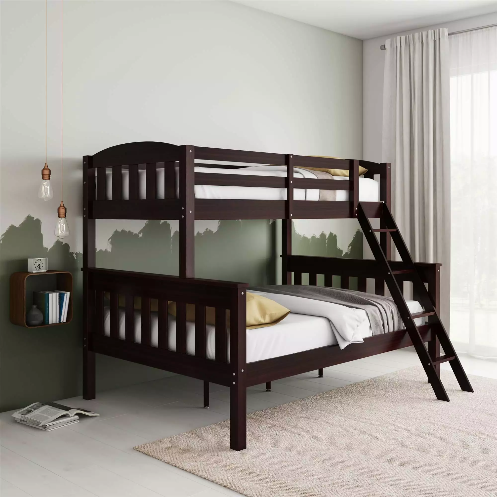 DHP Airlie Twin-Over-Full Bunk Bed Ladder Espresso Finish