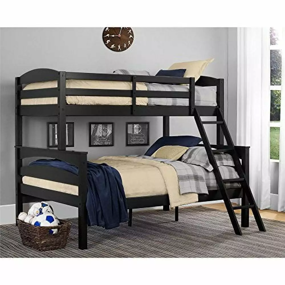 Dorel Living Brady Traditional Wood Twin Over Full Bunk Bed Black