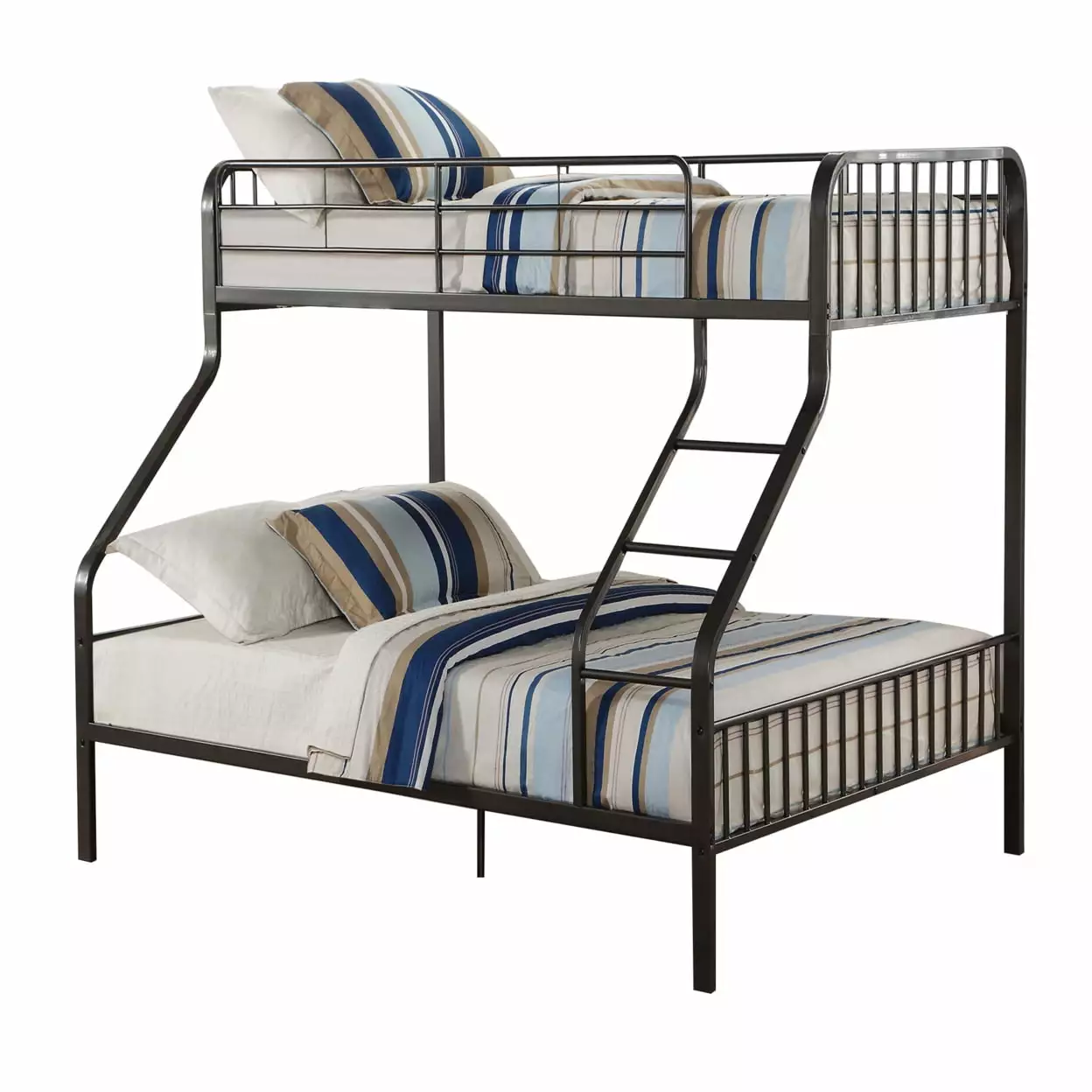 Metal Twin over Queen Size Bunk Bed Guardrail and Ladder Gunmetal - Heavy Duty Bunk Bed Frame ACME