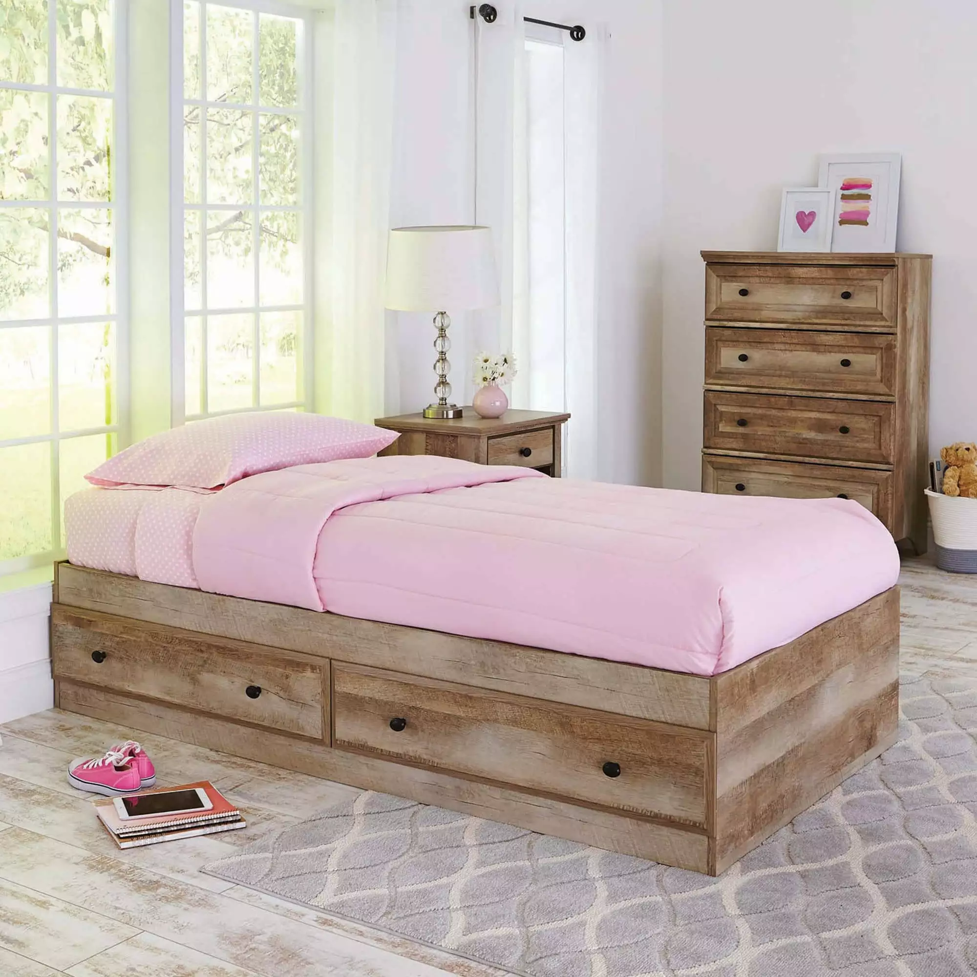 Better Homes & Gardens Crossmill Mates Storage Bed Twin Size Weathered Finish