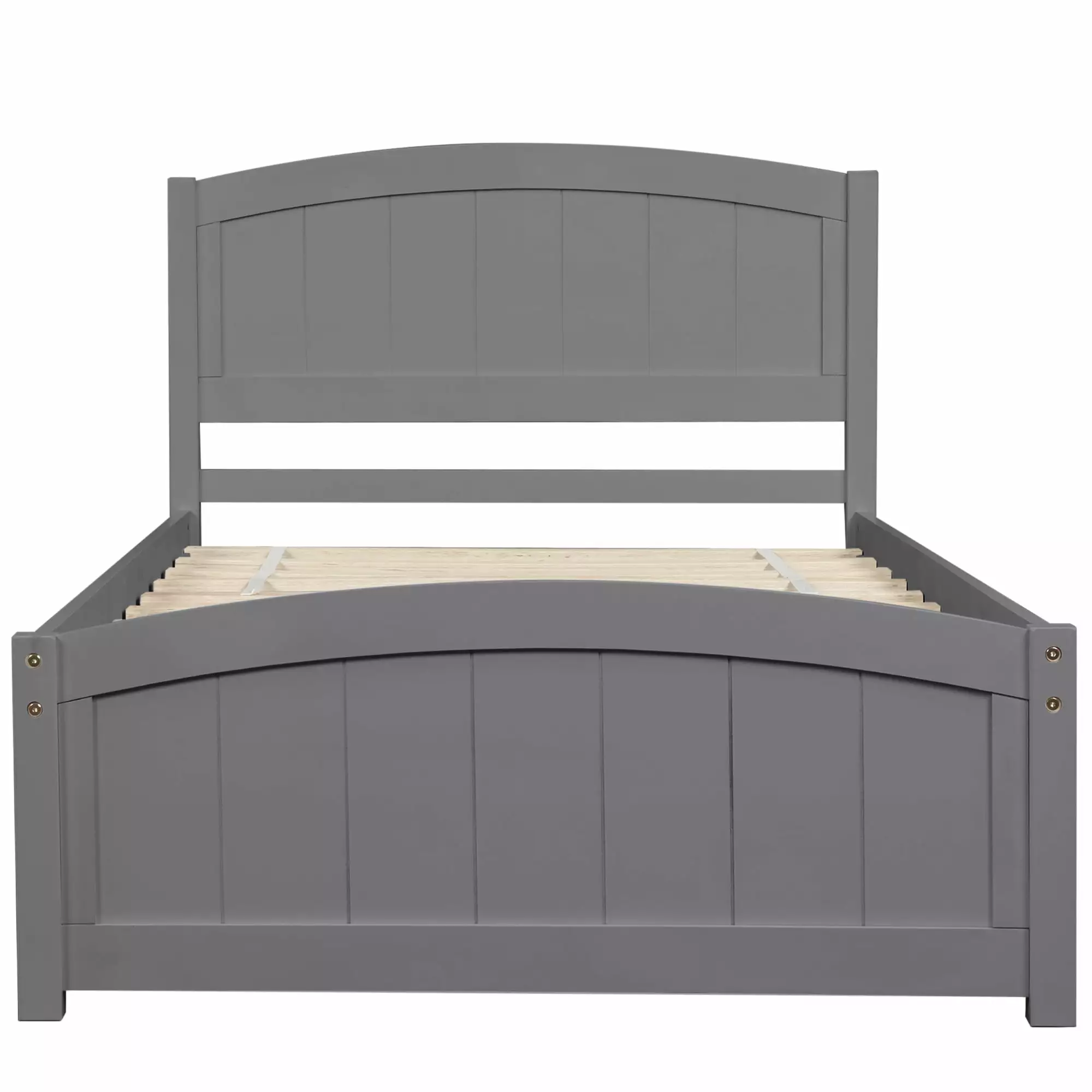 Gewnee Pine Wood Twin Size Platform Bed Frame Headboard Kids and Adults Gray