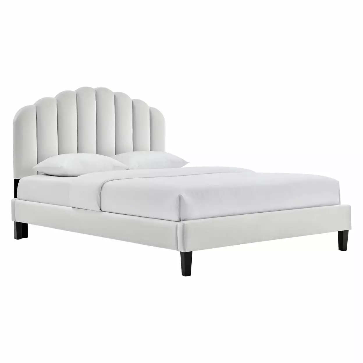 Modway Daisy Light Gray Twin Platform Bed Velvet Upholstery Modern Design