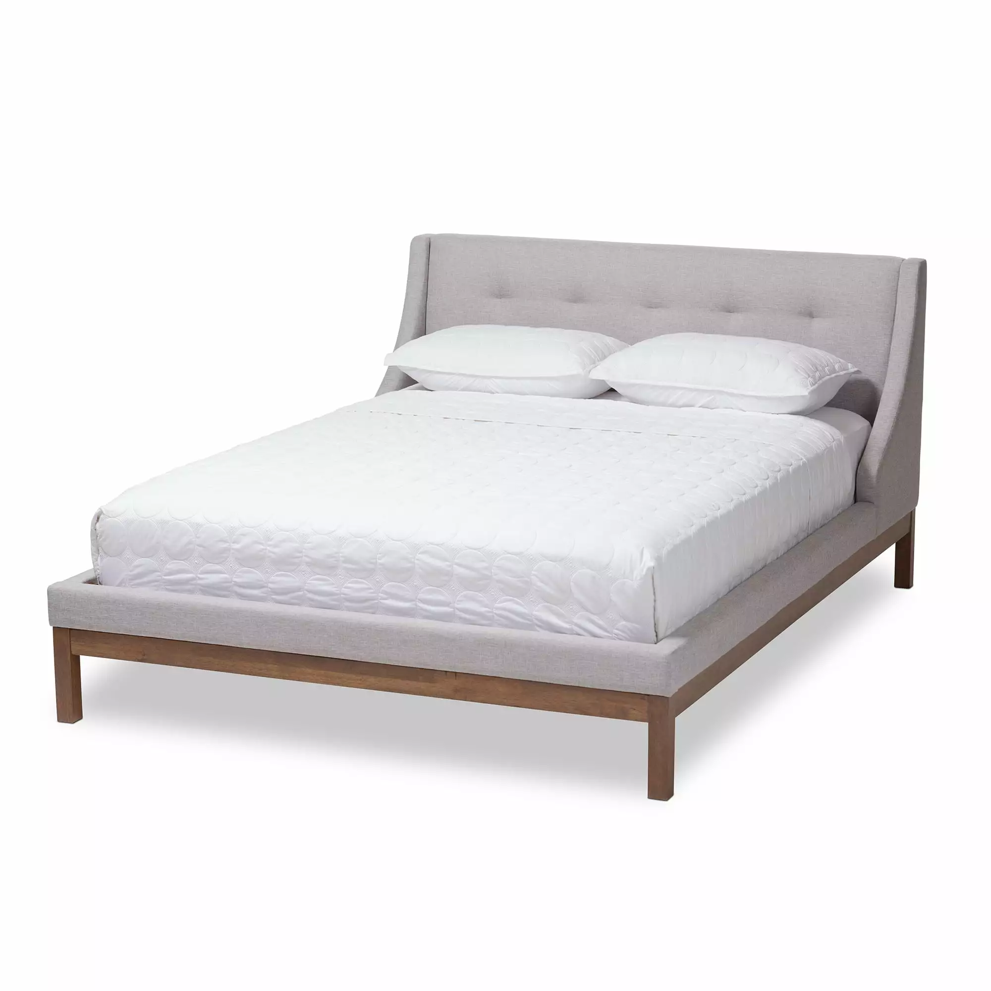 Baxton Studio Louvain Modern Fabric Upholstered Platform Bed Multiple Colors Sizes