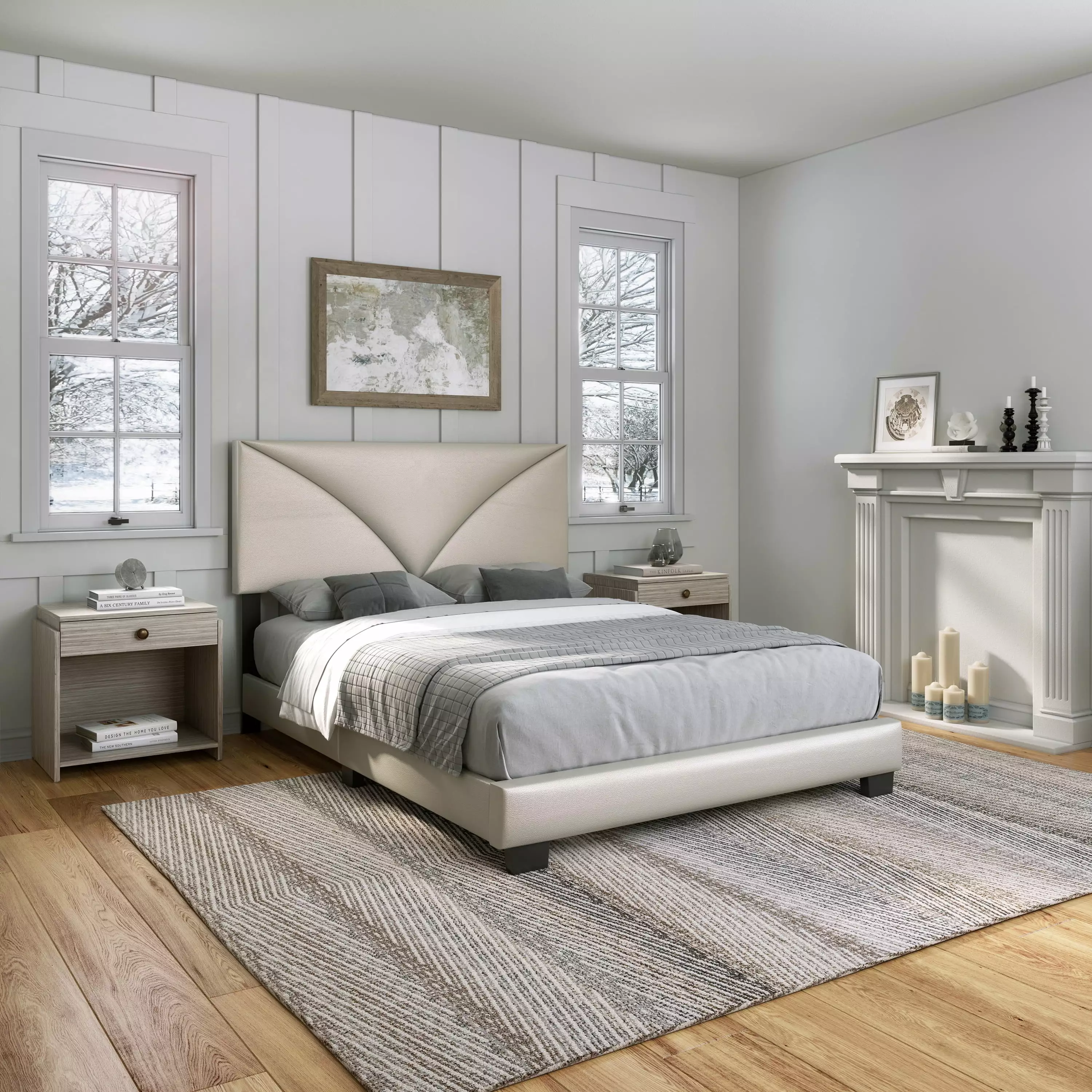 Boyd Sleep Cornerstone Faux Leather Upholstered Queen Platform Bed Silver