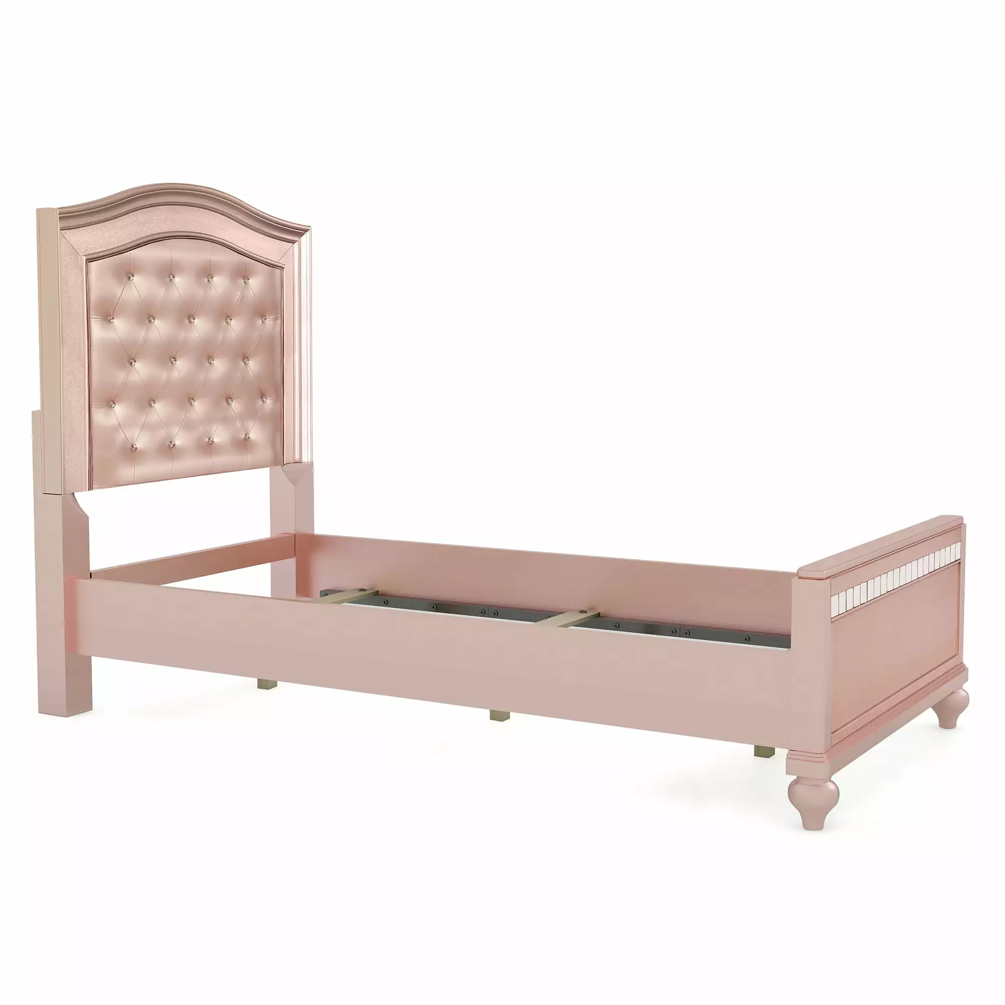 Furniture America Mikke Tufted Panel Rose Gold Twin Kids Bed