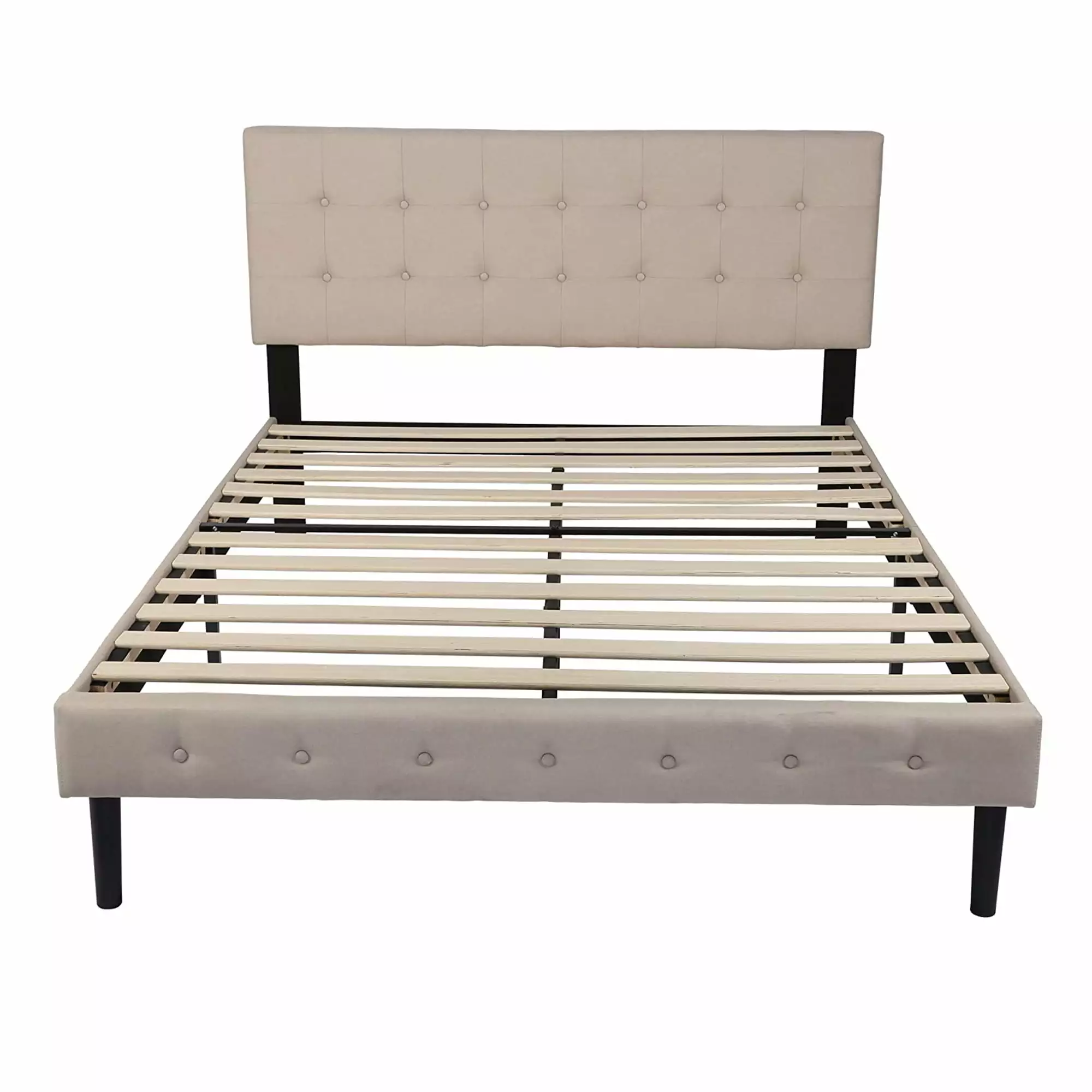 KARMAS PRODUCT 14-inch Upholstered Platform Bed Frame Headboard Mattress Foundation Wood Slat Support No Box Spring Needed...