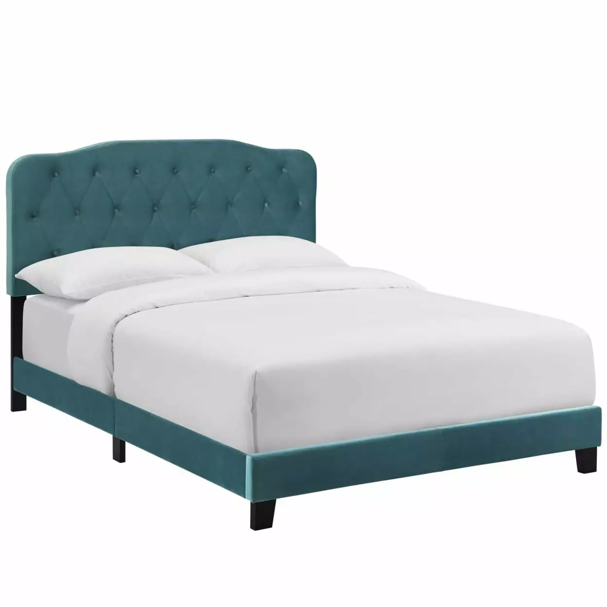 Amelia Queen Upholstered Velvet Bed Navy Blue 5864-SEA Modway