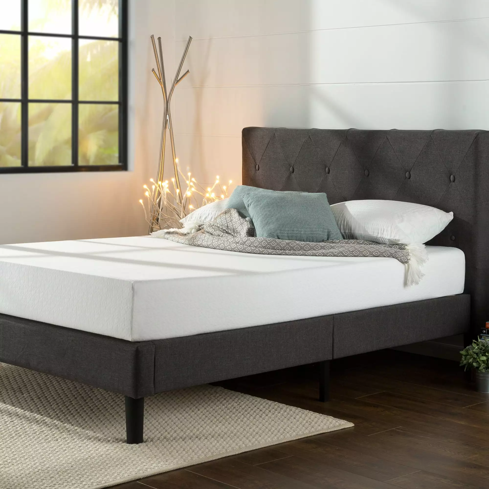 Zinus Shalini 41 Upholstered Platform Bed - Dark Grey Full Size