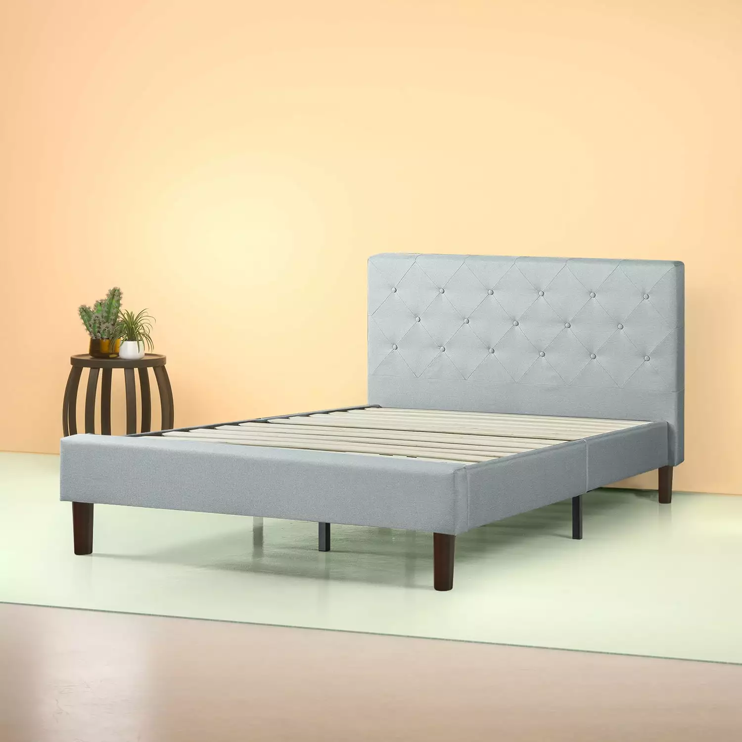 Zinus Shalini 41 Upholstered Platform Bed Frame Sage Grey King Size