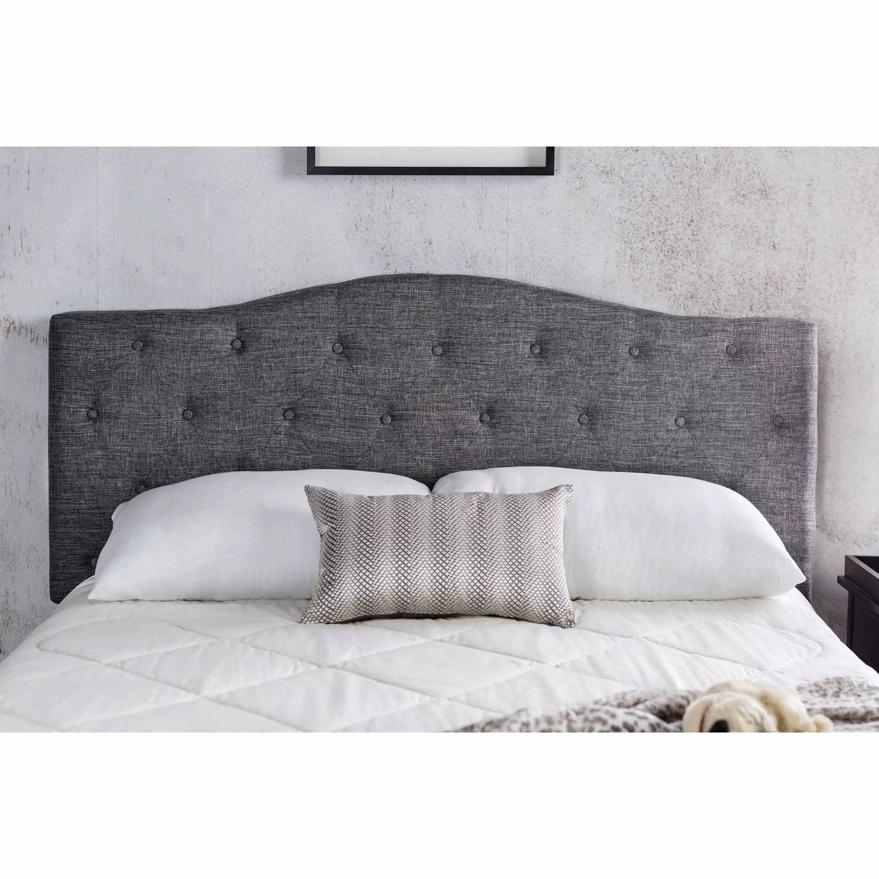 Furniture America Bancroft Tufted Fabric Headboard Full Queen Gray