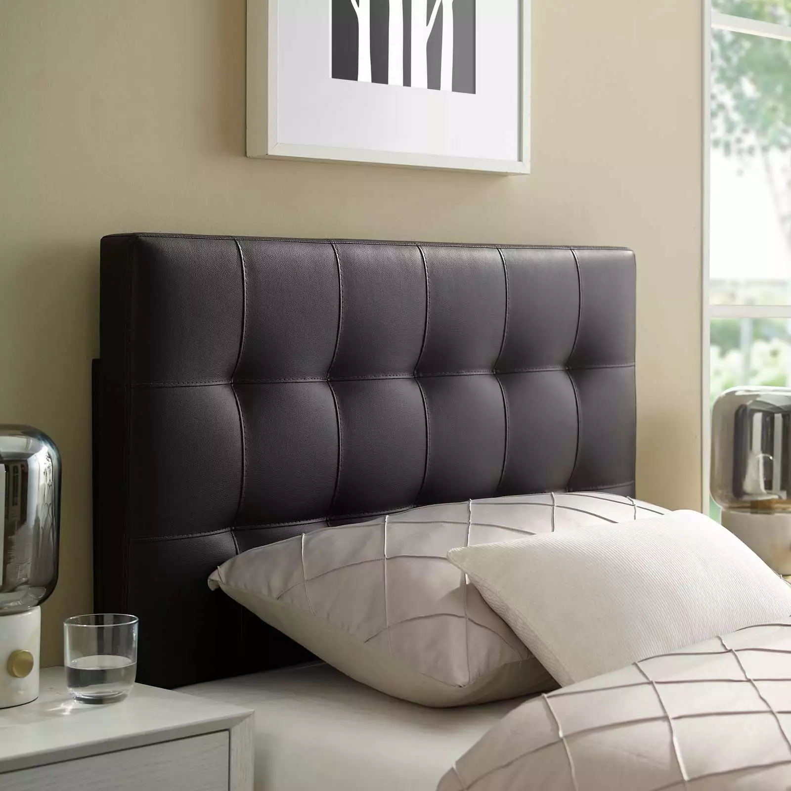 Modway Lily Twin Upholstered Vinyl Headboard Brown